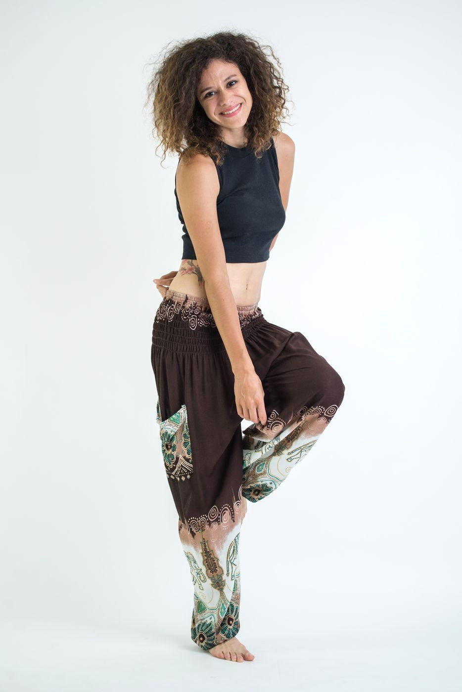 Solid Top Elephant Women's Elephant Pants in Brown