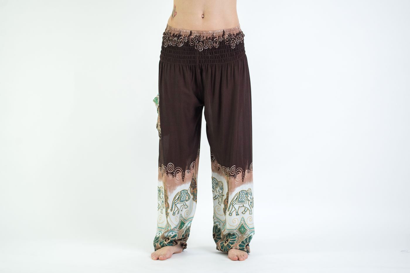 Solid Top Elephant Women's Elephant Pants in Brown