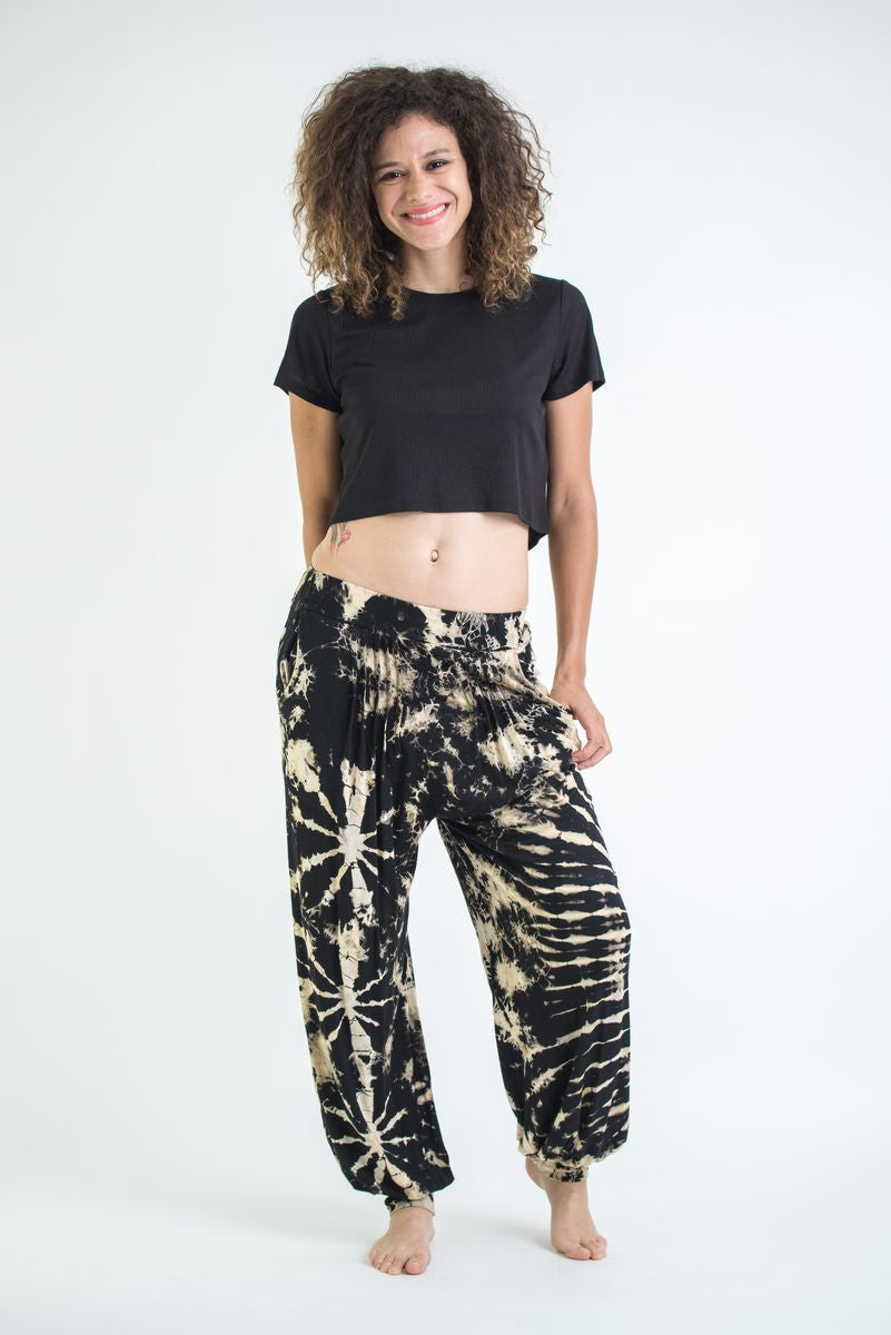 Soft Flex Womens Tie Dye Harem Pants in Black and White