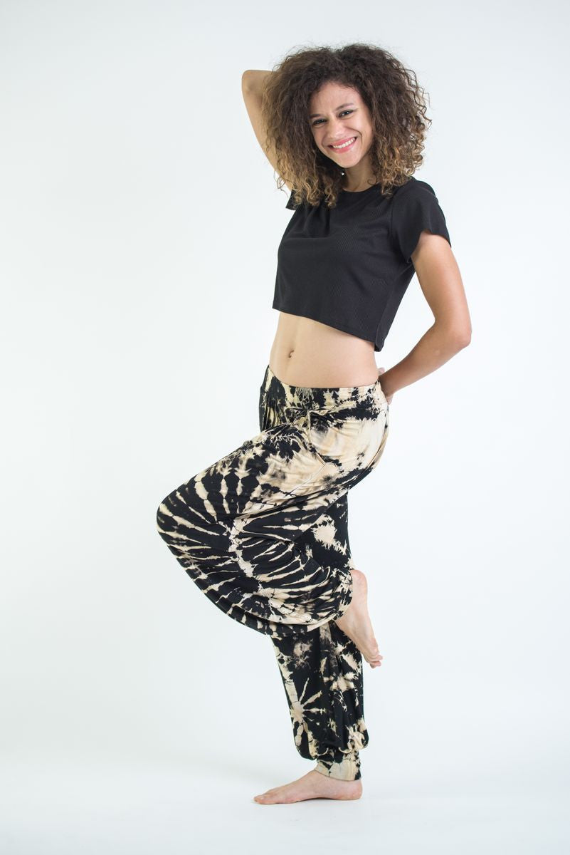 Soft Flex Womens Tie Dye Harem Pants in Black and White