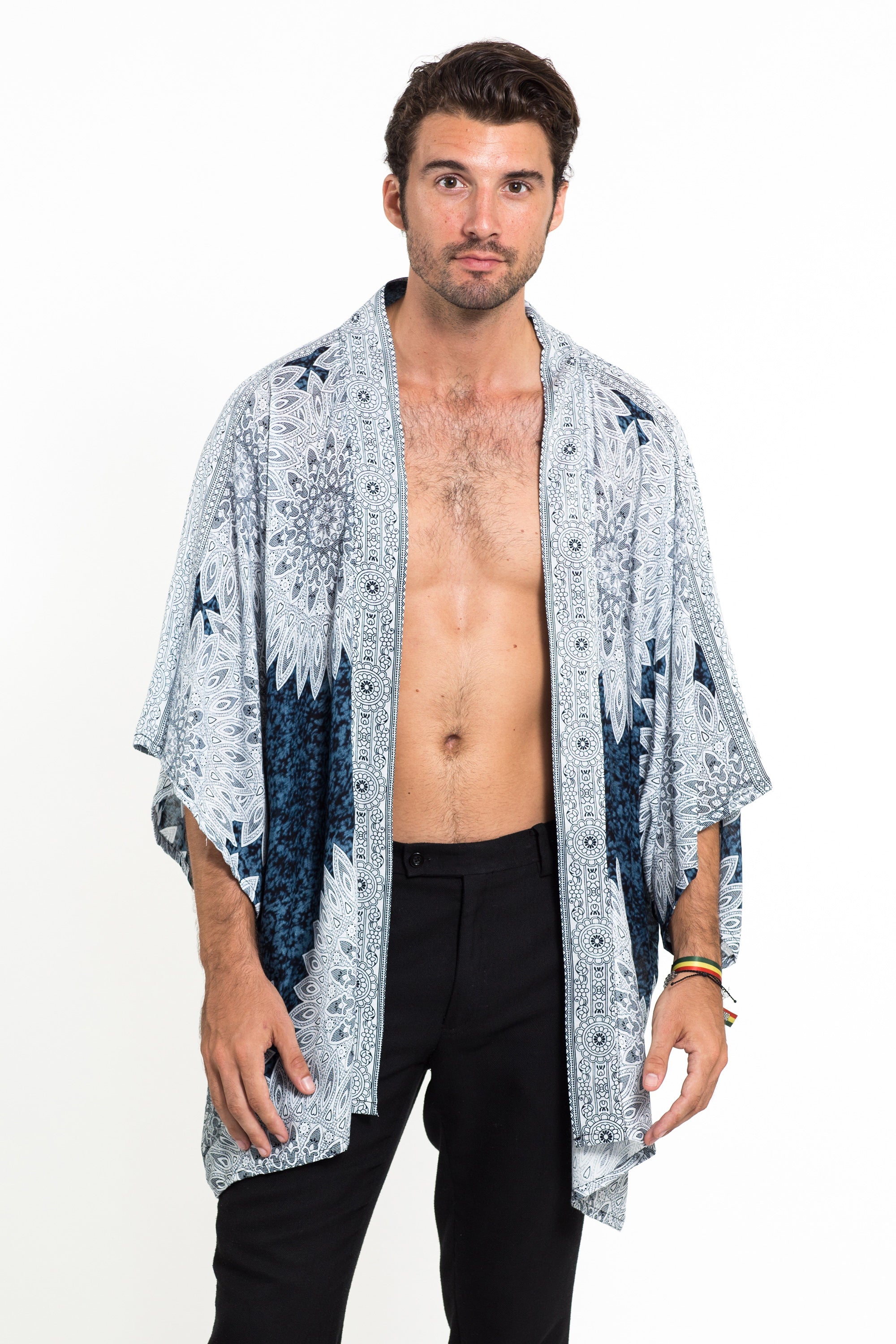 Marble Mandalas Kimono Cardigan in Indigo – Harem Pants