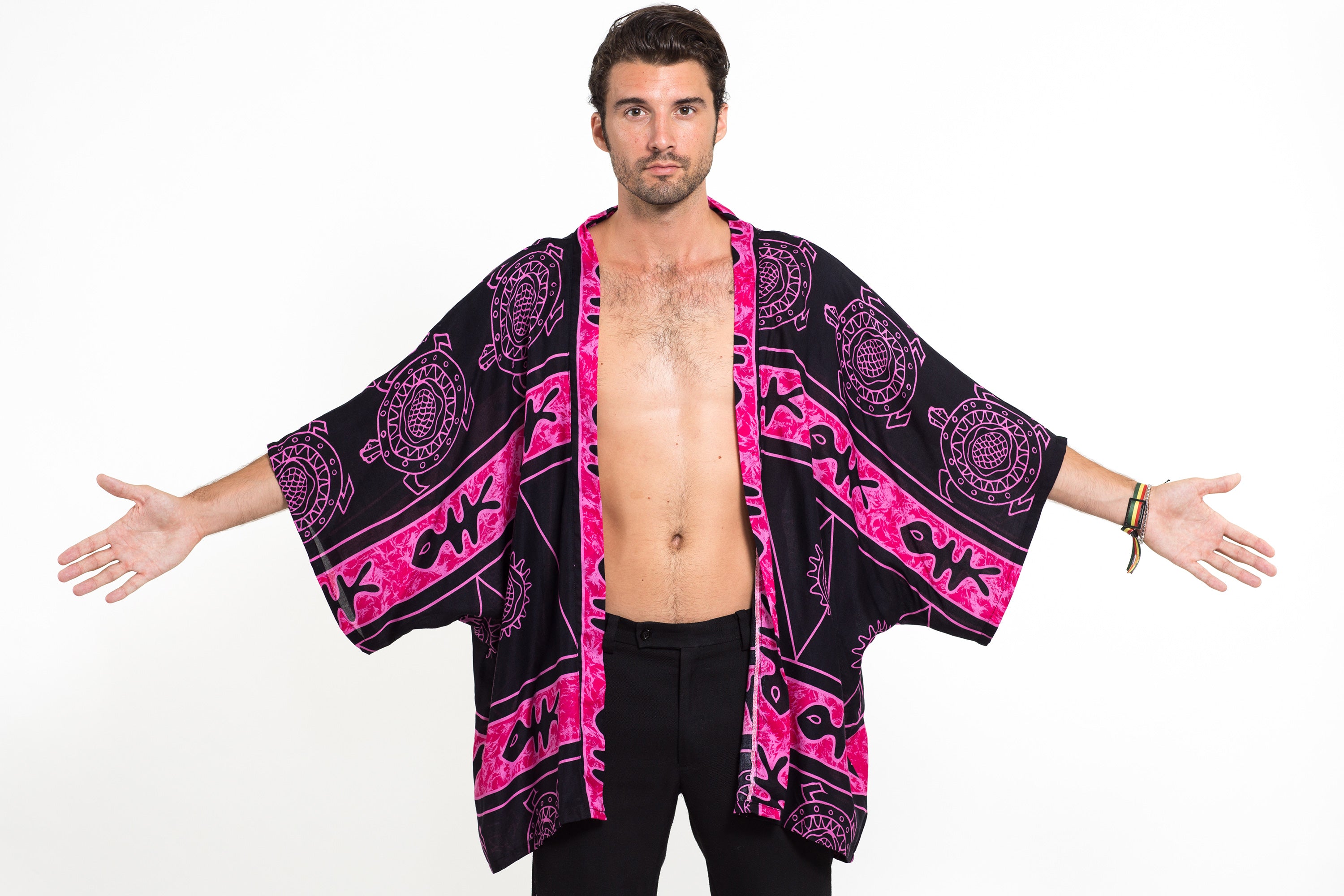 Turtle Print Kimono Cardigan in Pink – Harem Pants