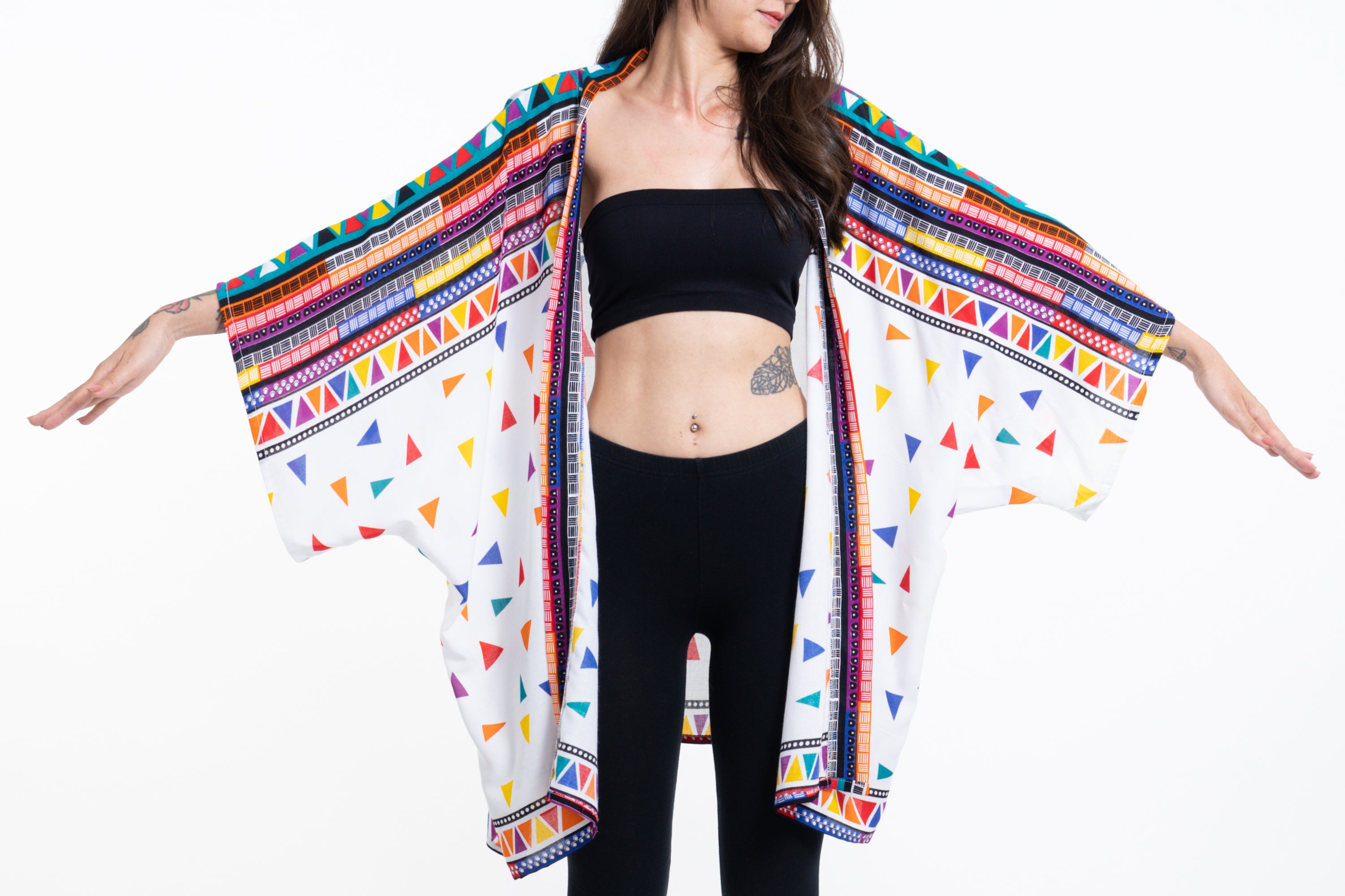 Triangles Kimono Cardigan in White