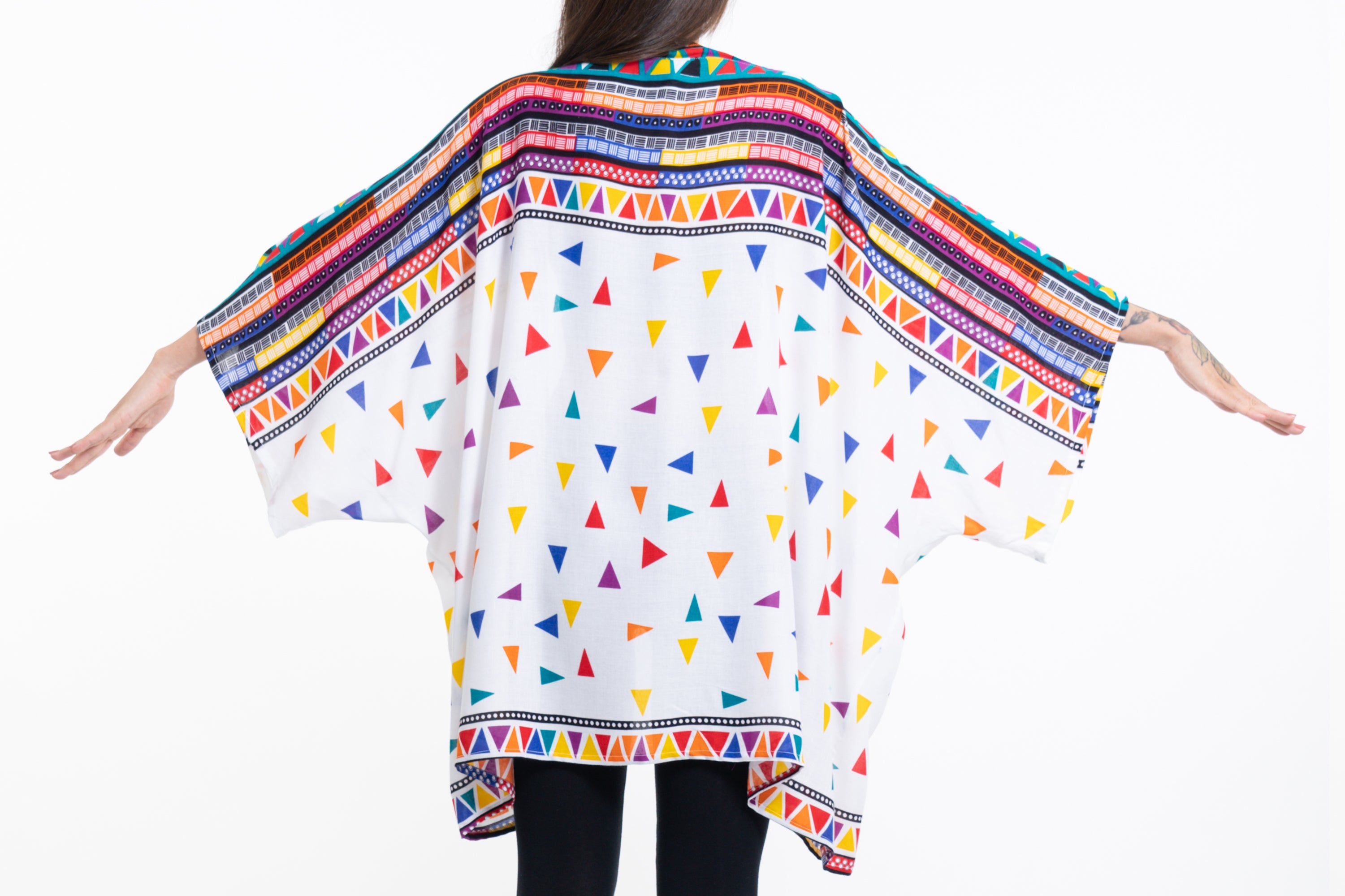 Triangles Kimono Cardigan in White
