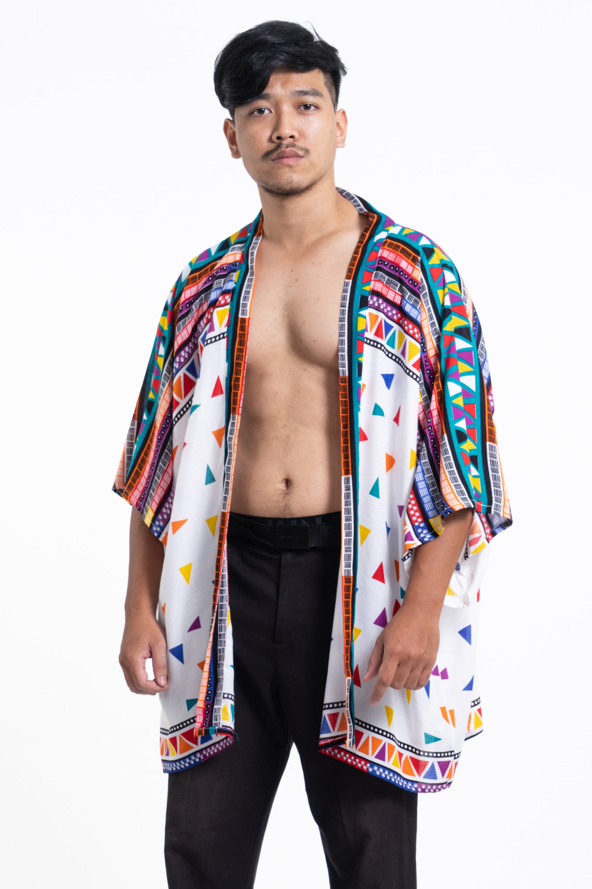 Triangles Kimono Cardigan in White