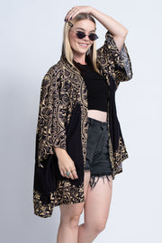 Vines Kimono Cardigan in Black
