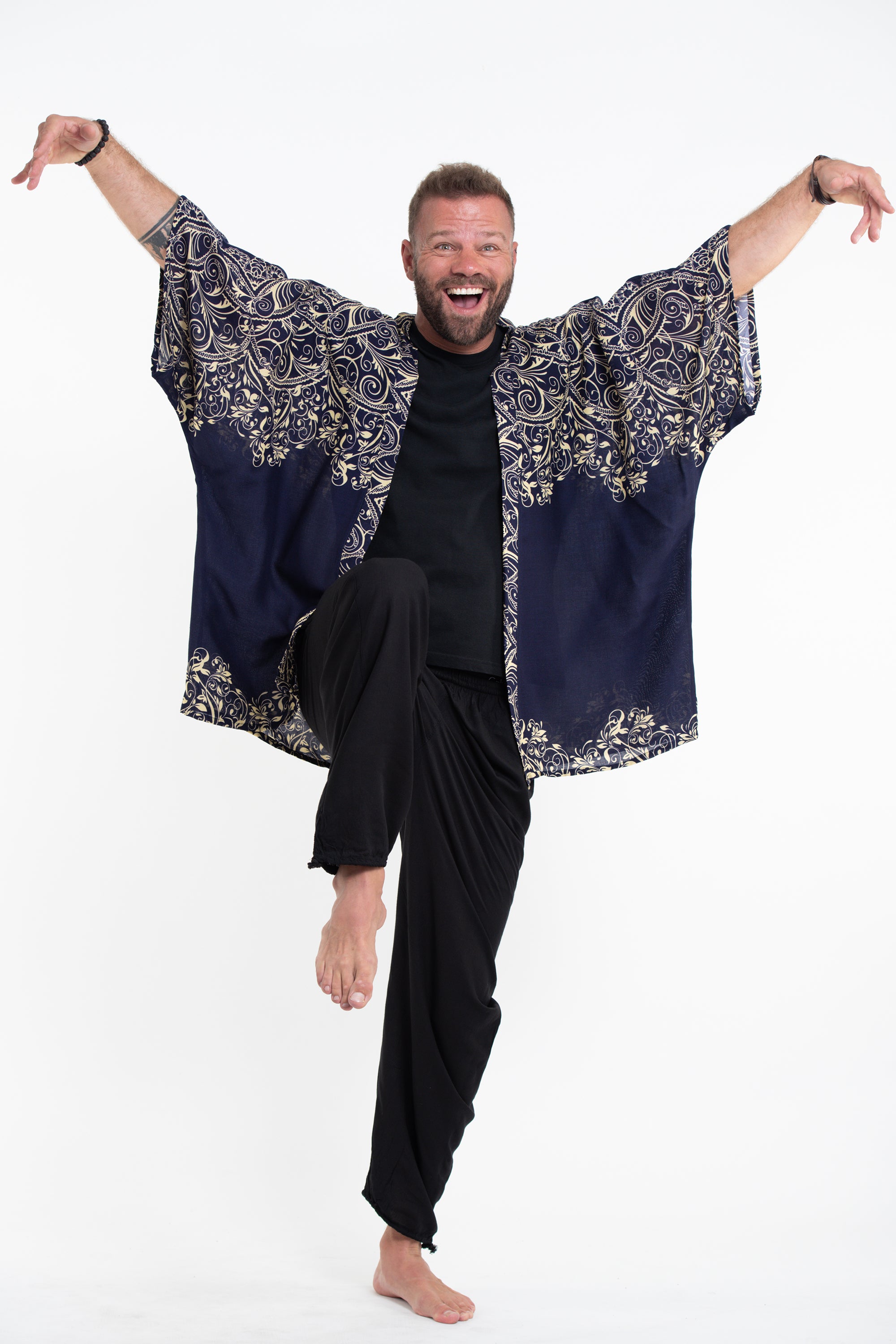Vines Kimono Cardigan in Blue