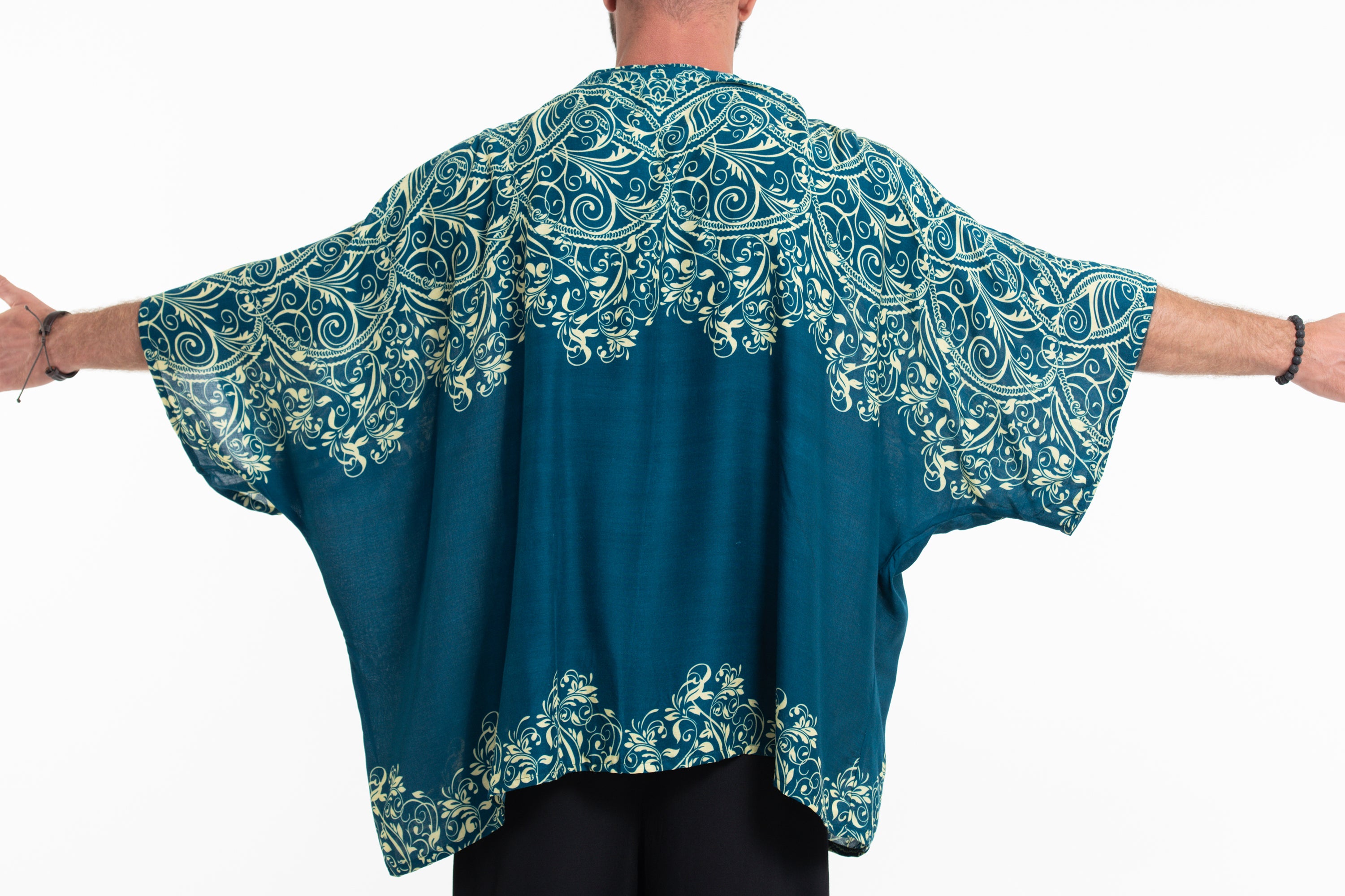 Vines Kimono Cardigan in Turquoise