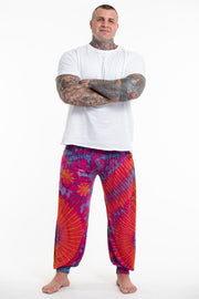 Plus Size Soft Flex Mens Tie Dye Harem Pants in Pink