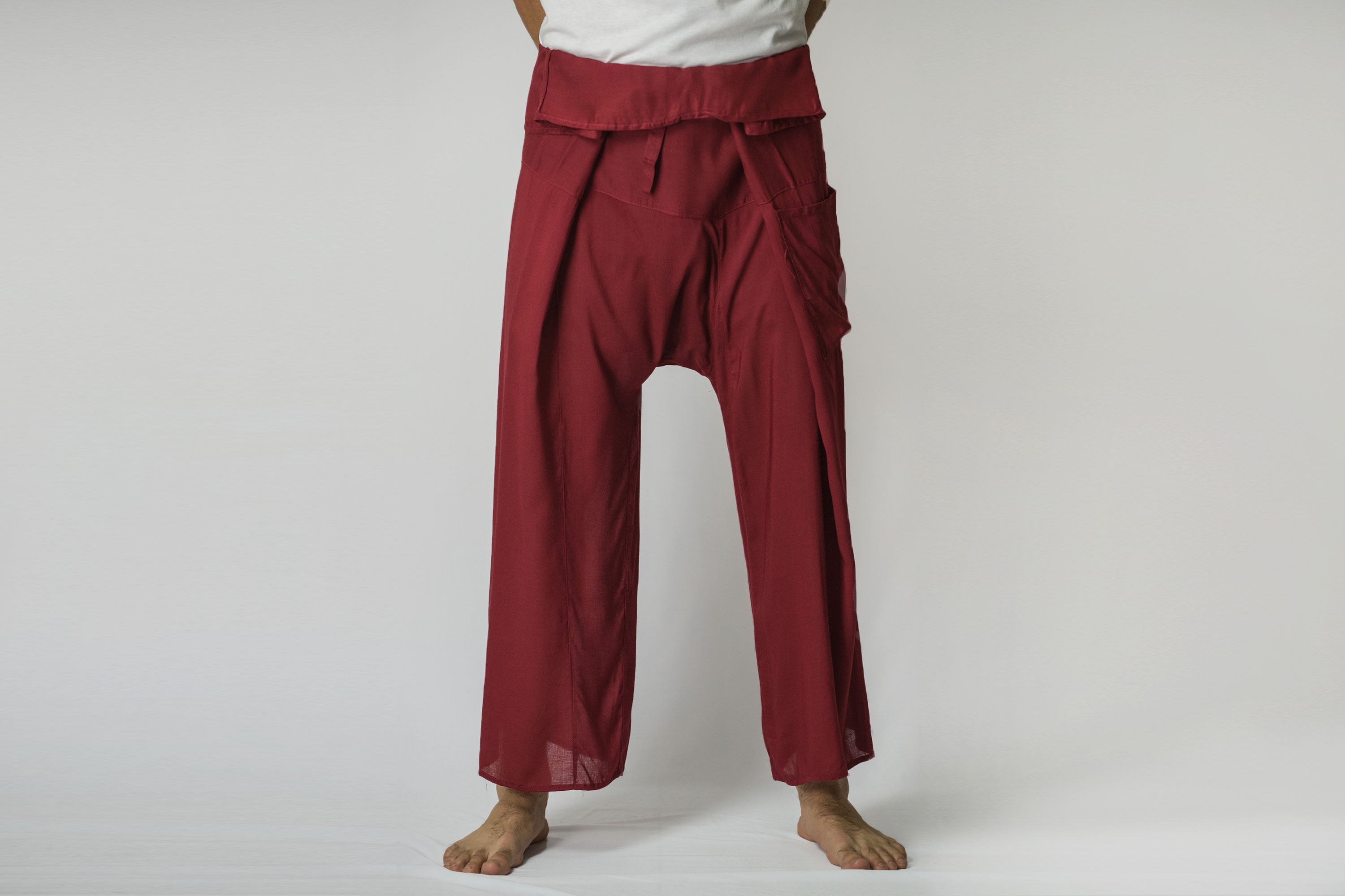 Unisex Thai Fisherman Pants in Burgundy