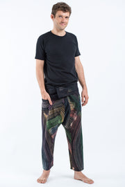 Rainbow Prints Men's Slim Cut Fisherman Pants in Black