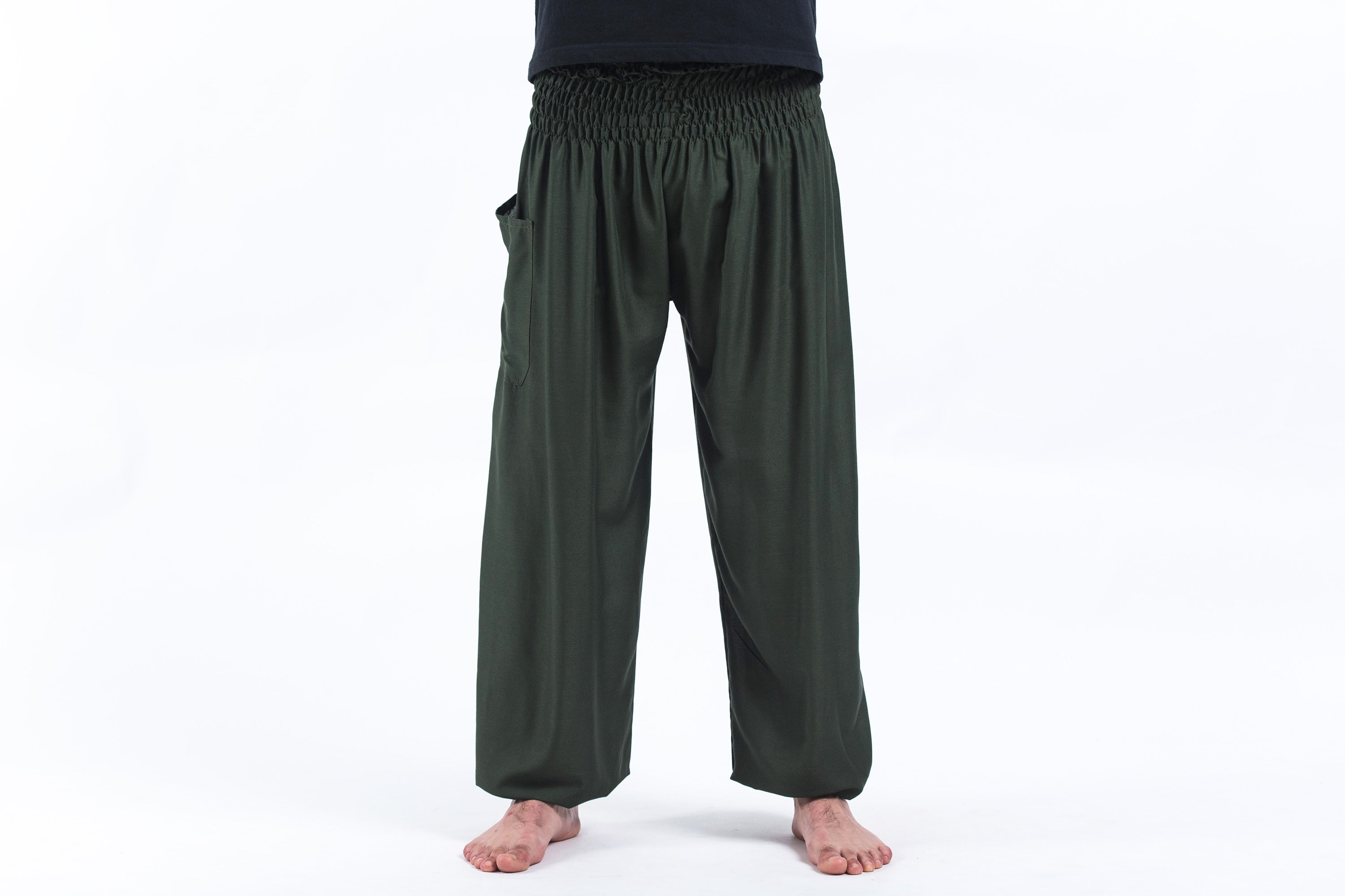 Solid Color Men's Harem Pants in Dark Green