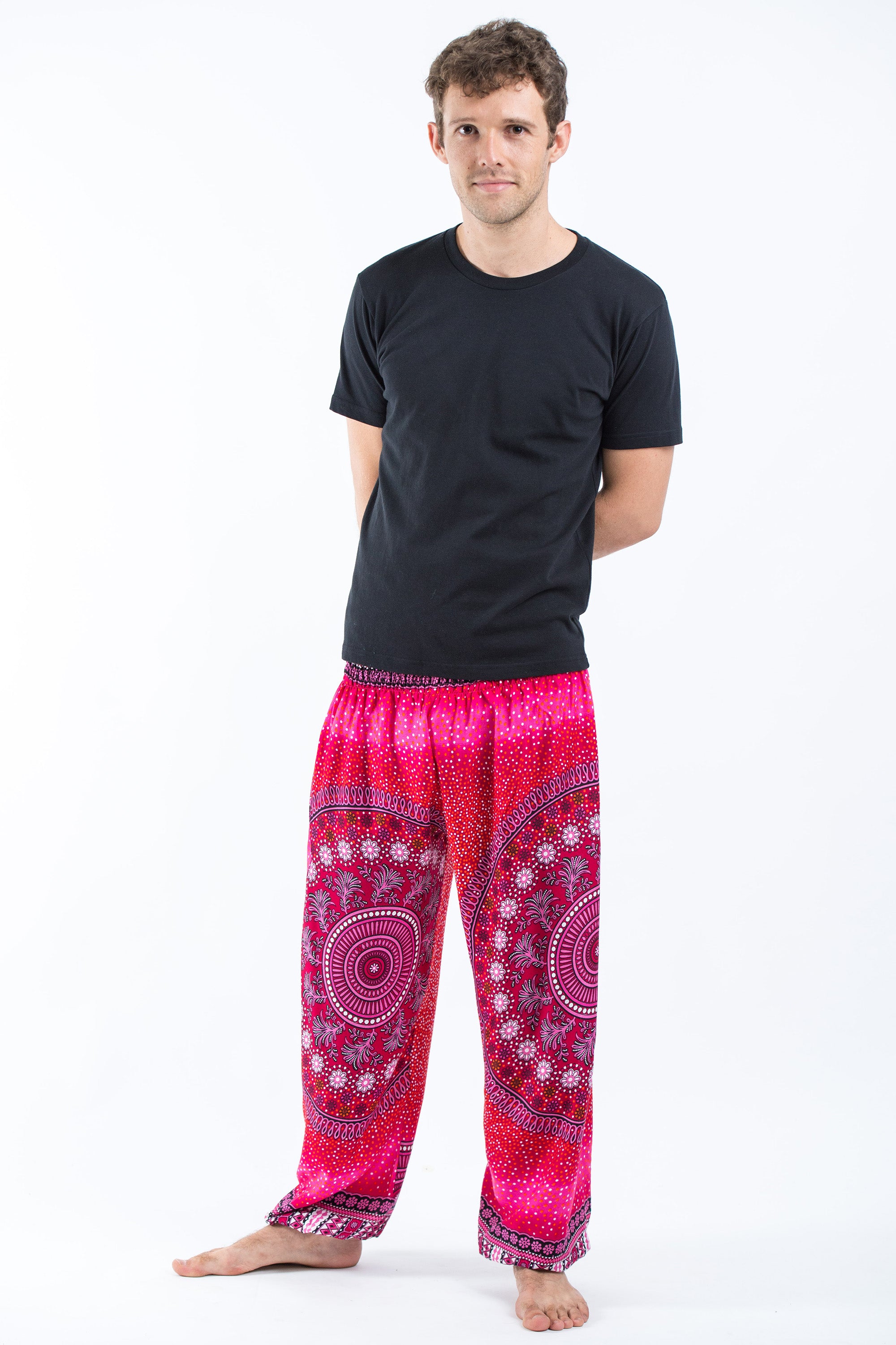 Tribal Chakras Men's Harem Pants in Pink