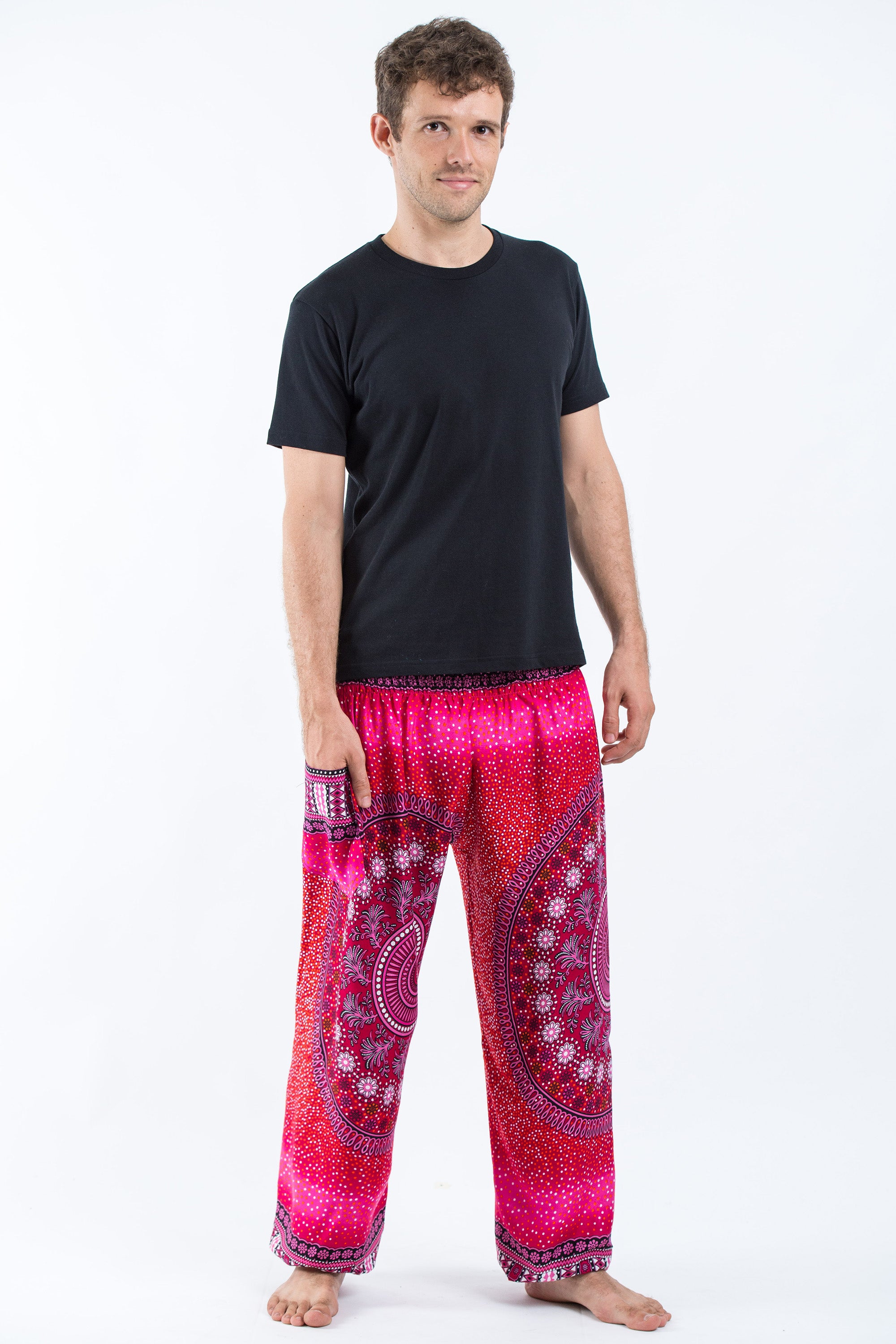 Tribal Chakras Men's Harem Pants in Pink