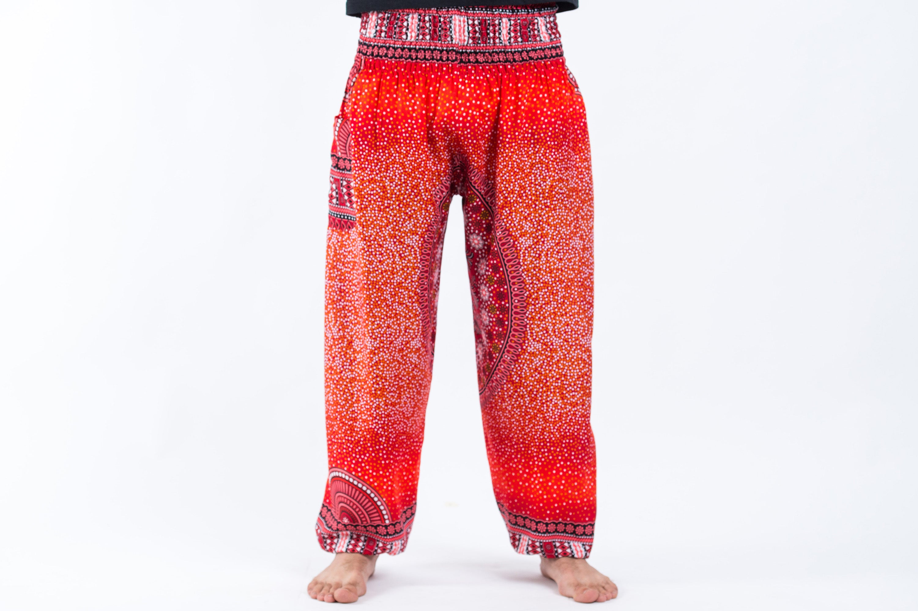 Tribal Chakras Men's Harem Pants in Red