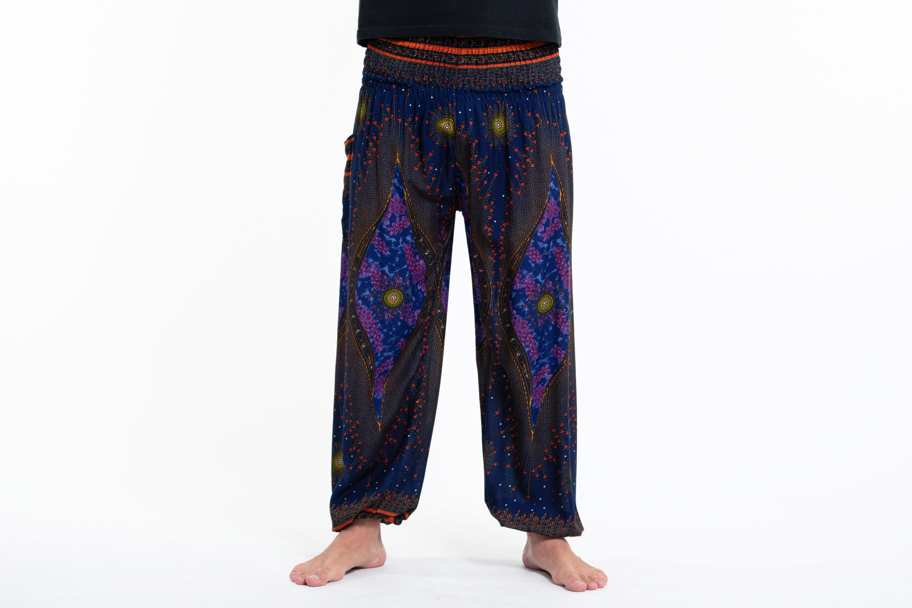 Peacock Eye Men's Harem Pants in Navy