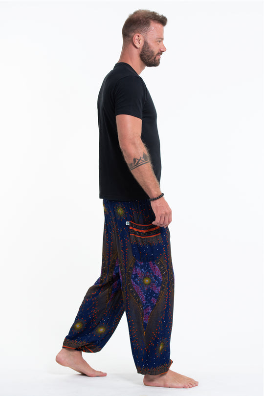 Peacock Eye Men's Harem Pants in Navy