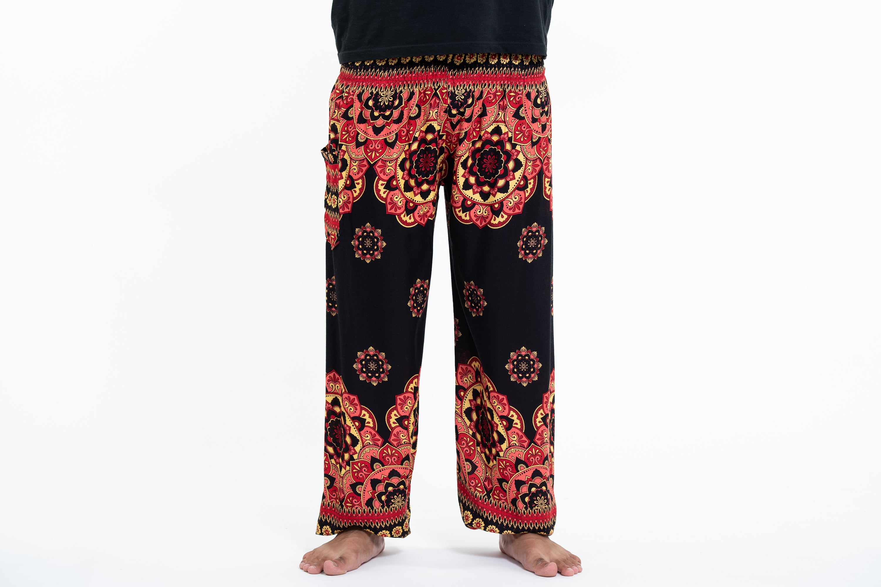 Lotus Mandalas Men's Harem Pants in Black