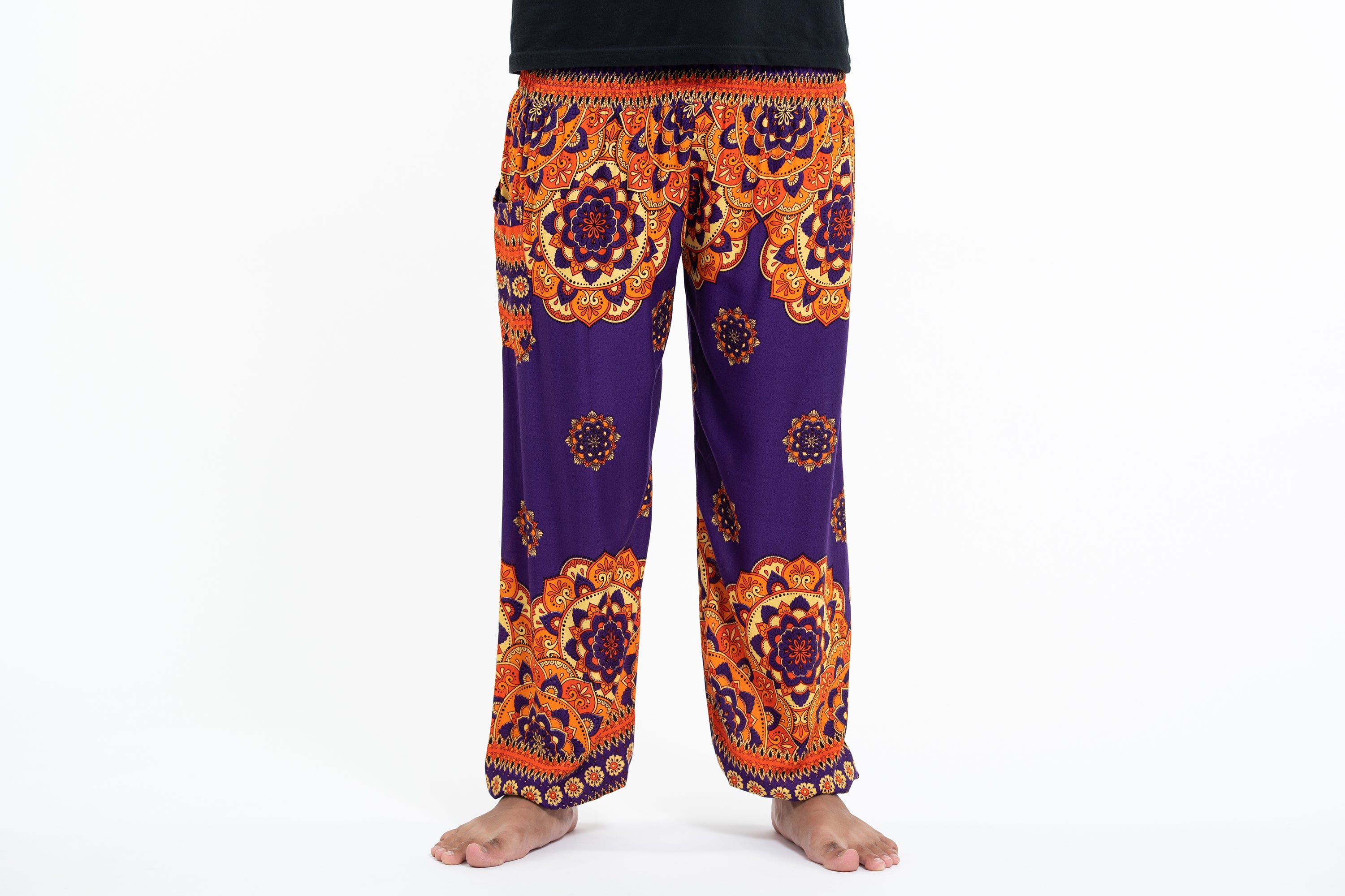Lotus Mandalas Men's Harem Pants in Purple