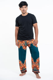 Peony Mandalas Men's Harem Pants in Teal