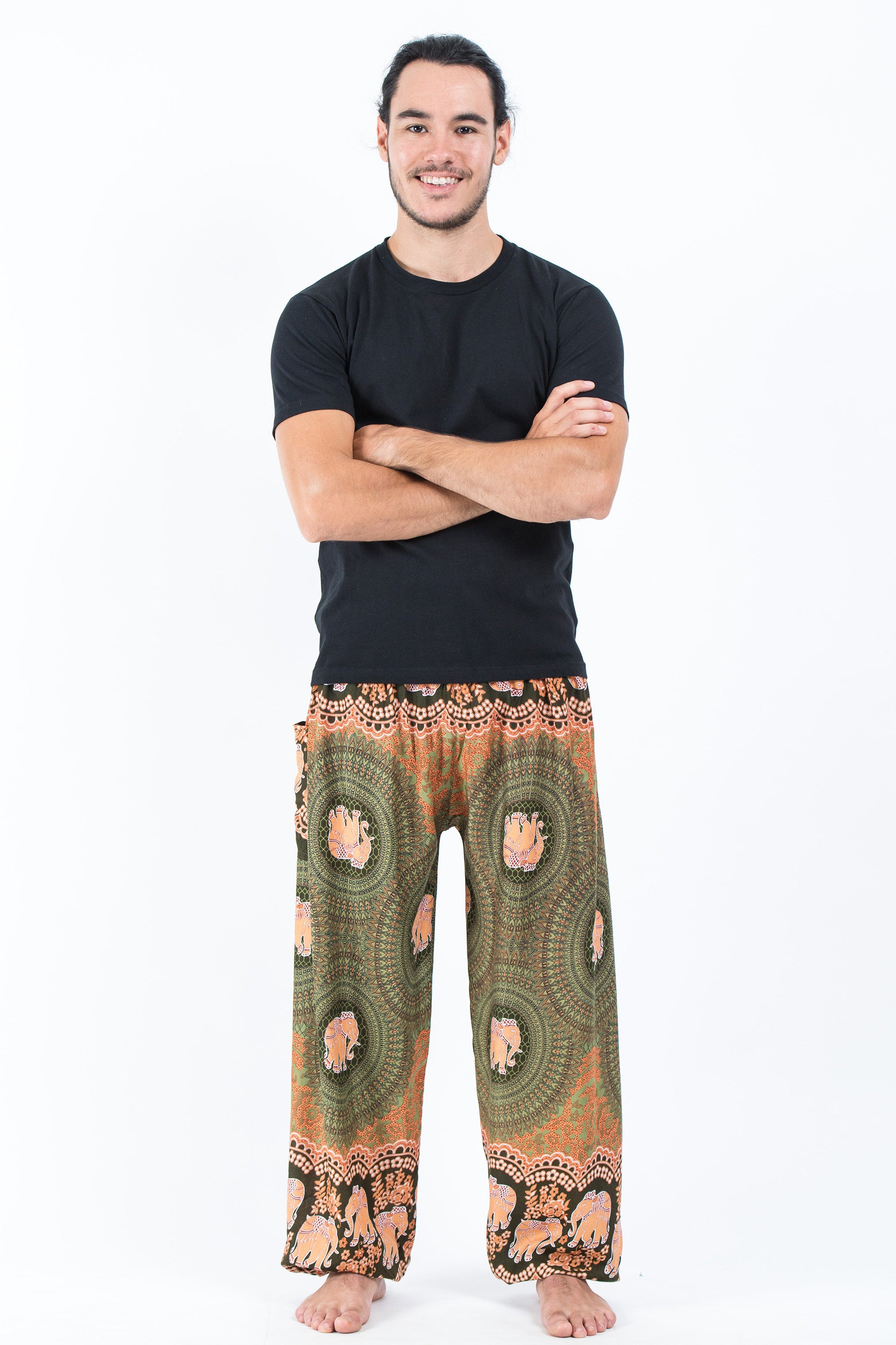 Mandala Elephant Men's Elephant Pants in Olive
