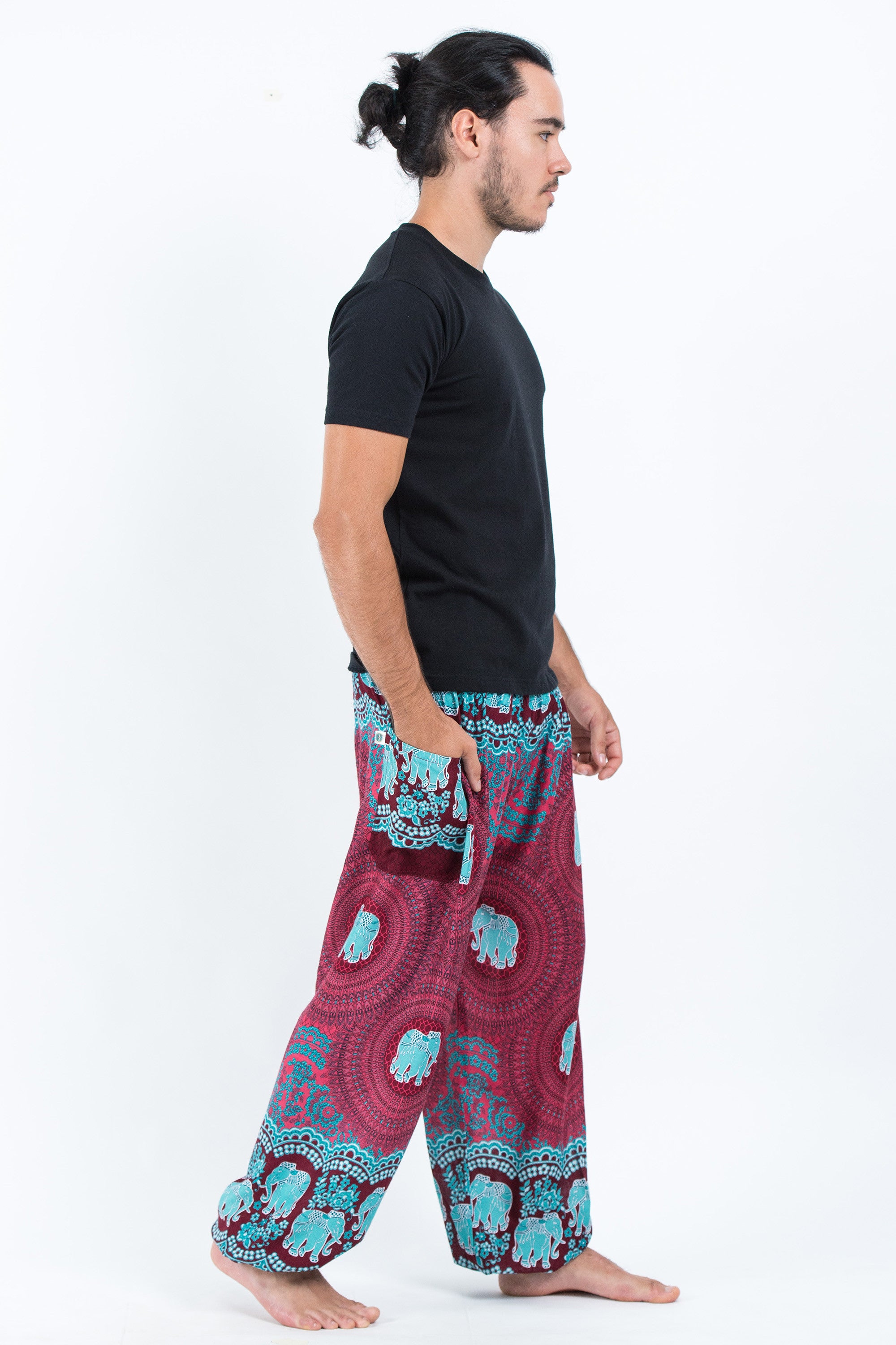 Mandala Elephant Men's Elephant Pants in Red