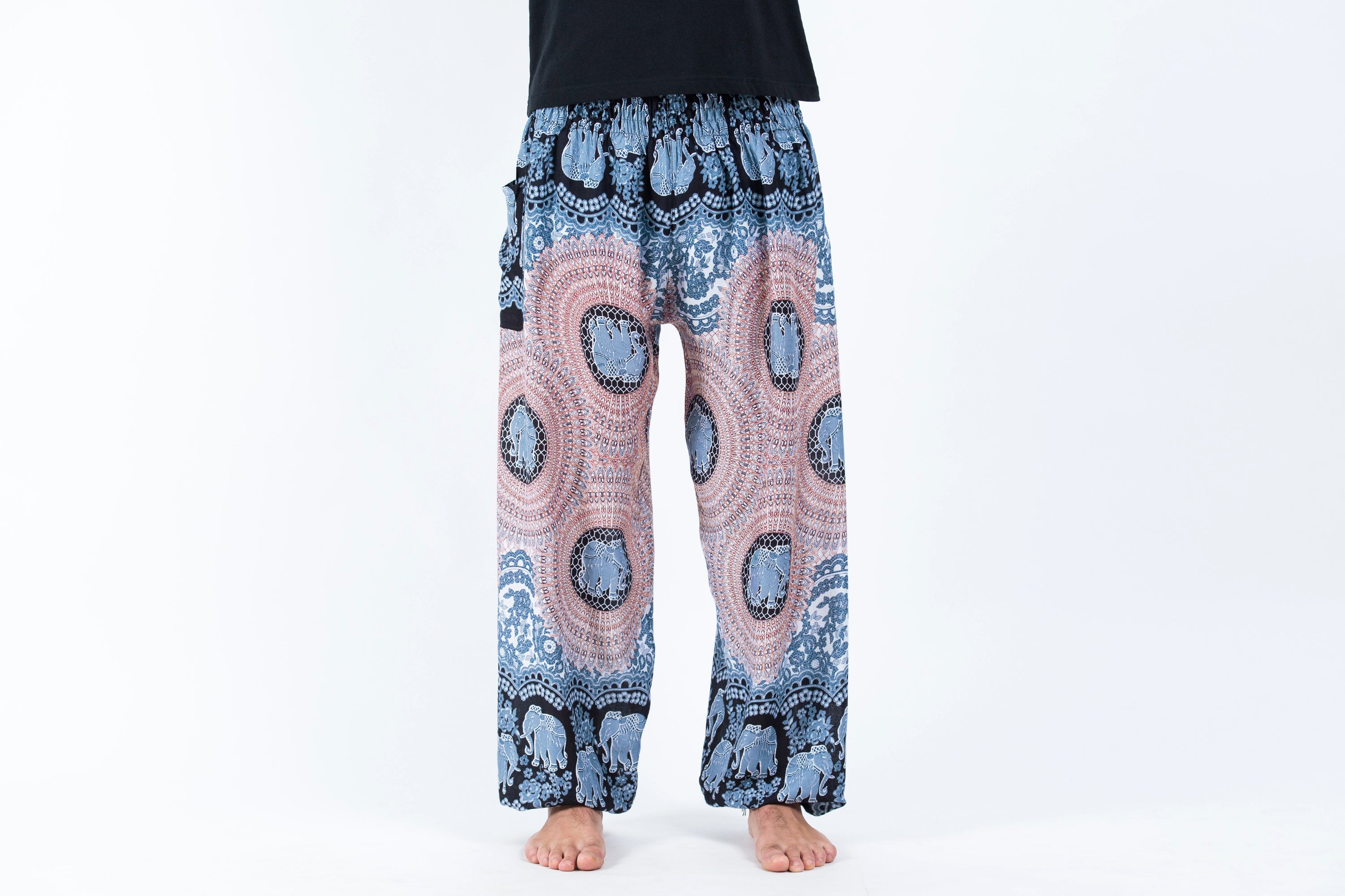 Mandala Elephant Men's Elephant Pants in Silver Gray
