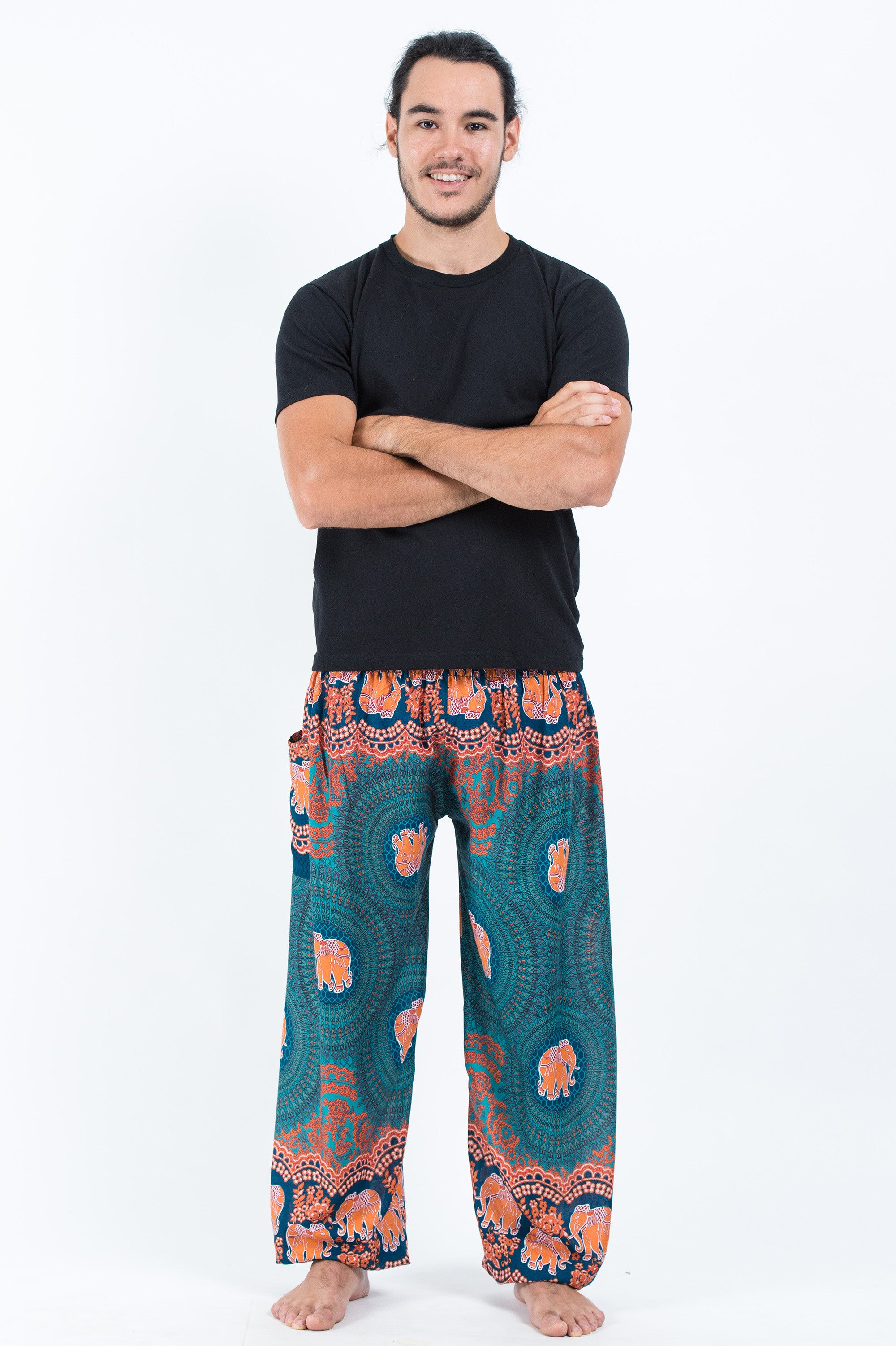 Mandala Elephant Men's Elephant Pants in Turquoise