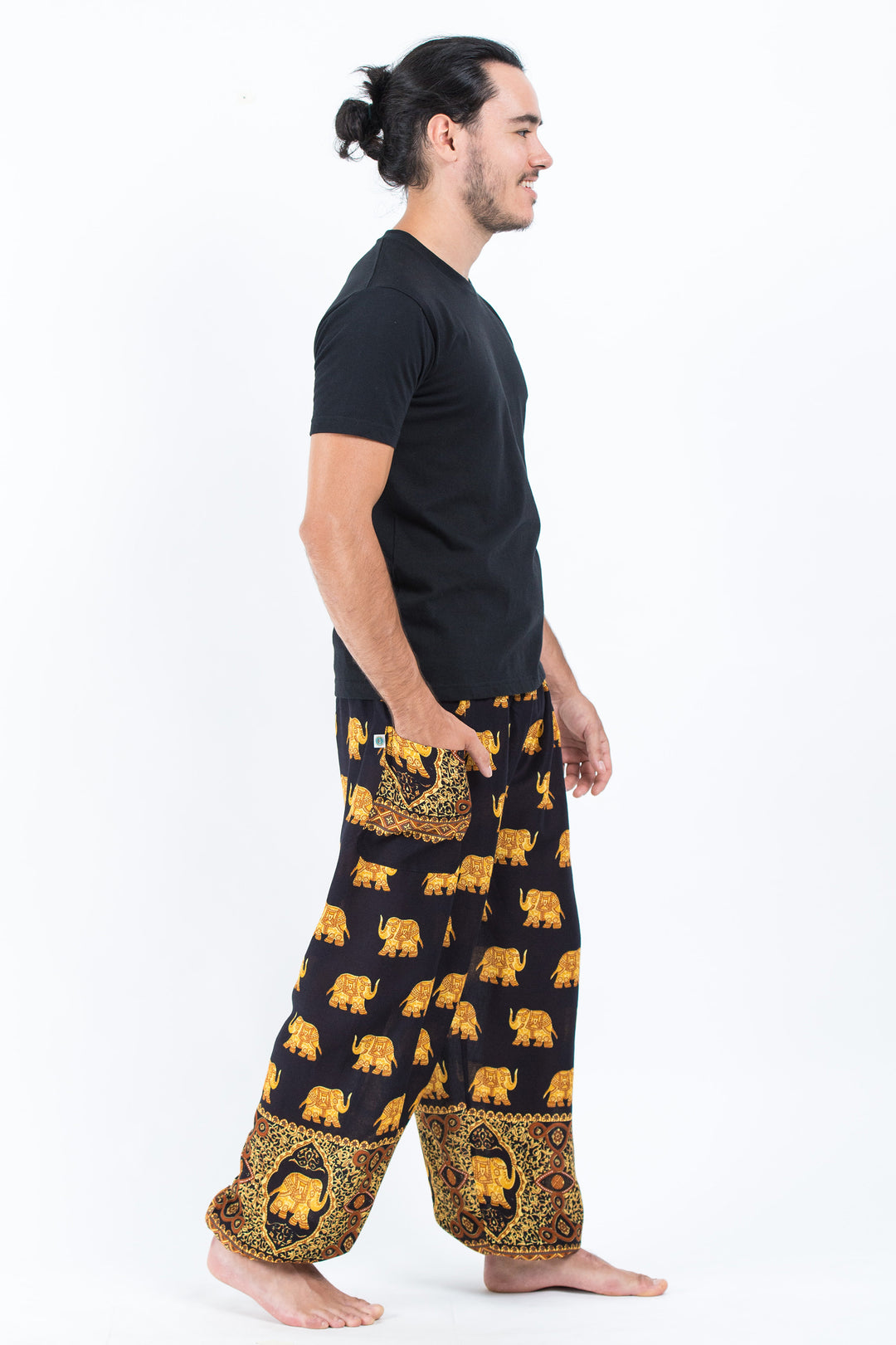 Golden Elephant Men's Elephant Pants in Black – Harem Pants