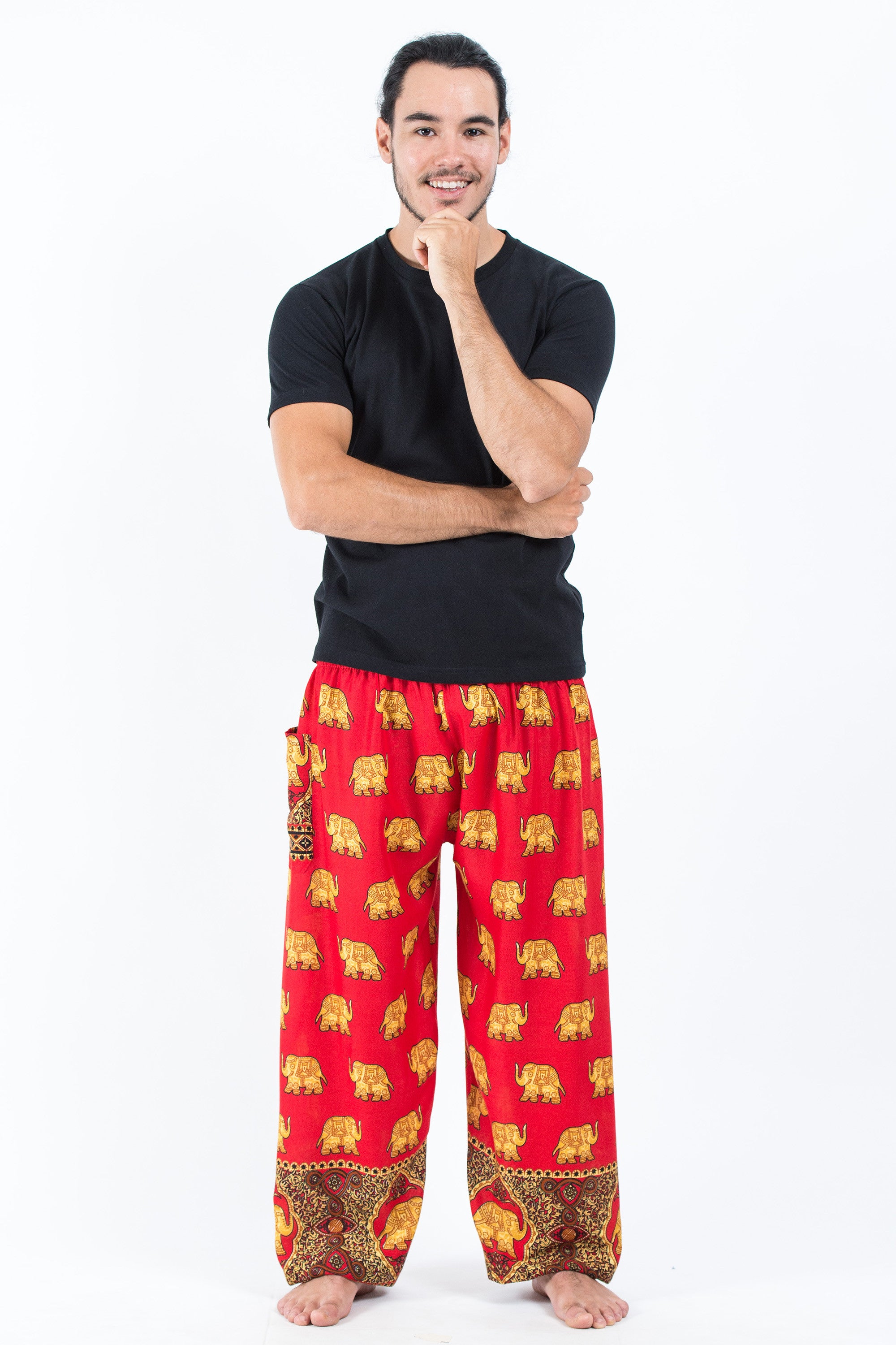 Golden Elephant Men's Elephant Pants in Red