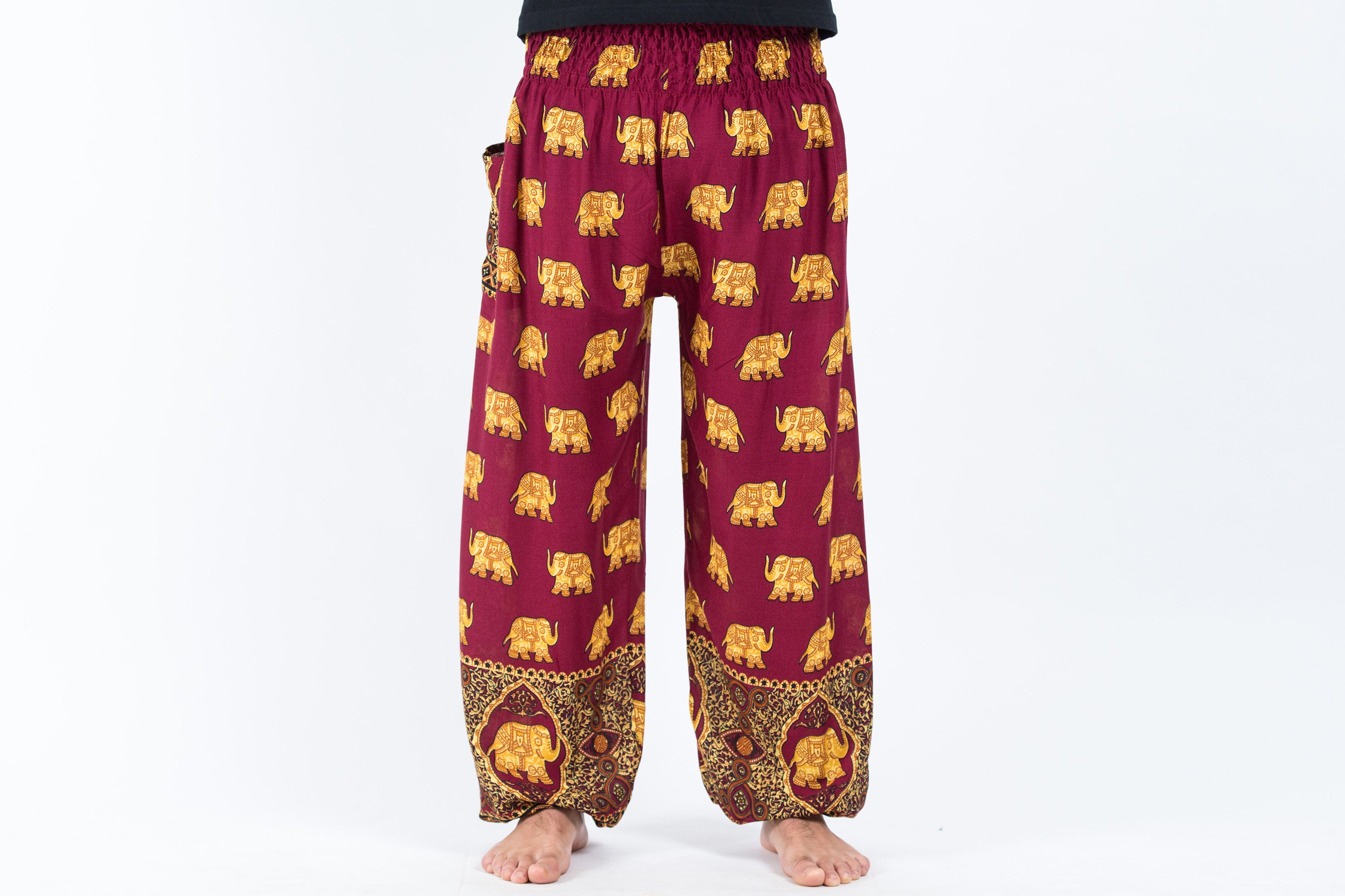 Golden Elephant Men's Elephant Pants in Maroon