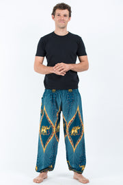 Peacock Elephant Men's Elephant Pants in Turquoise