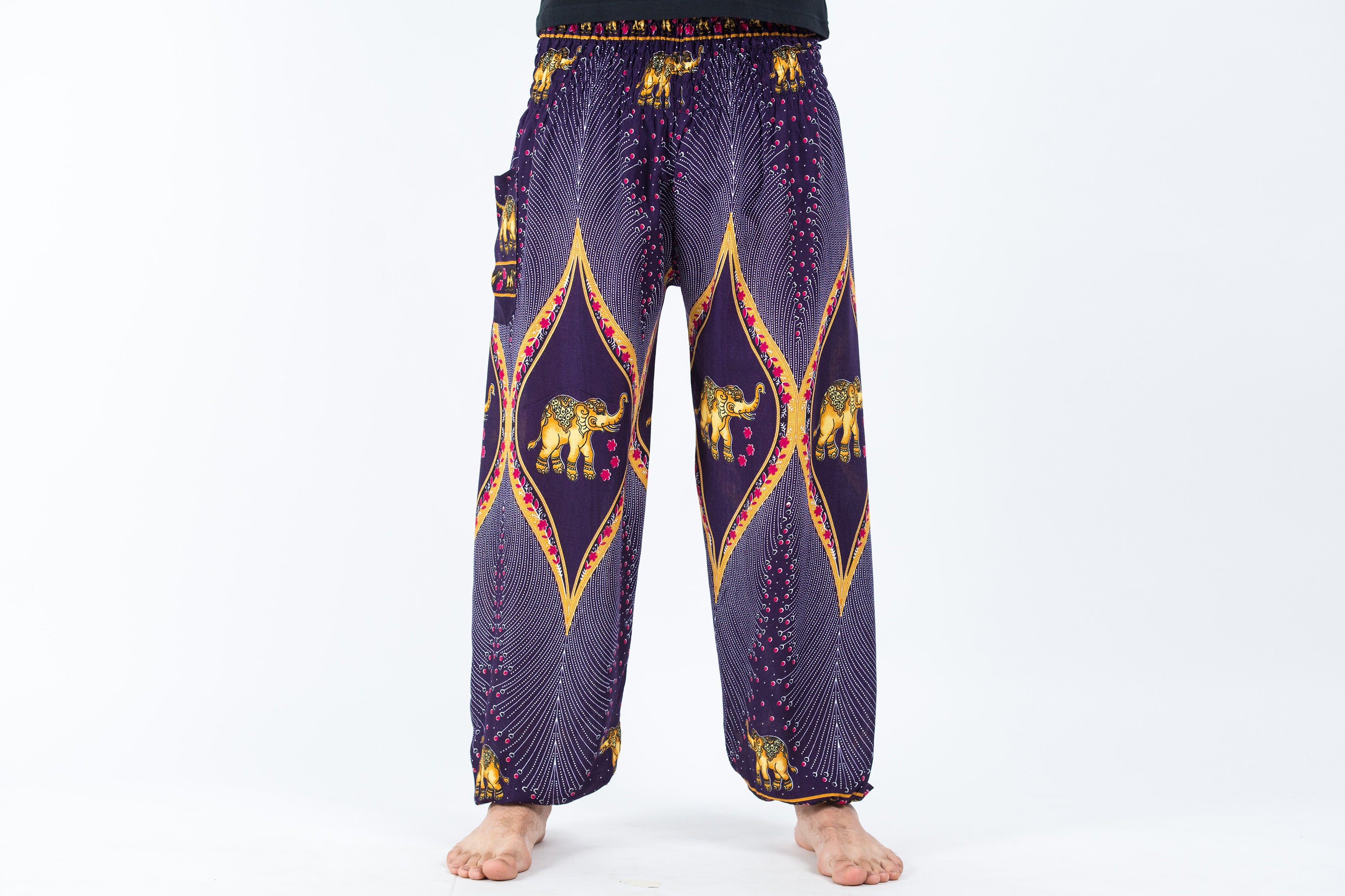 Peacock Elephant Men's Elephant Pants in Purple
