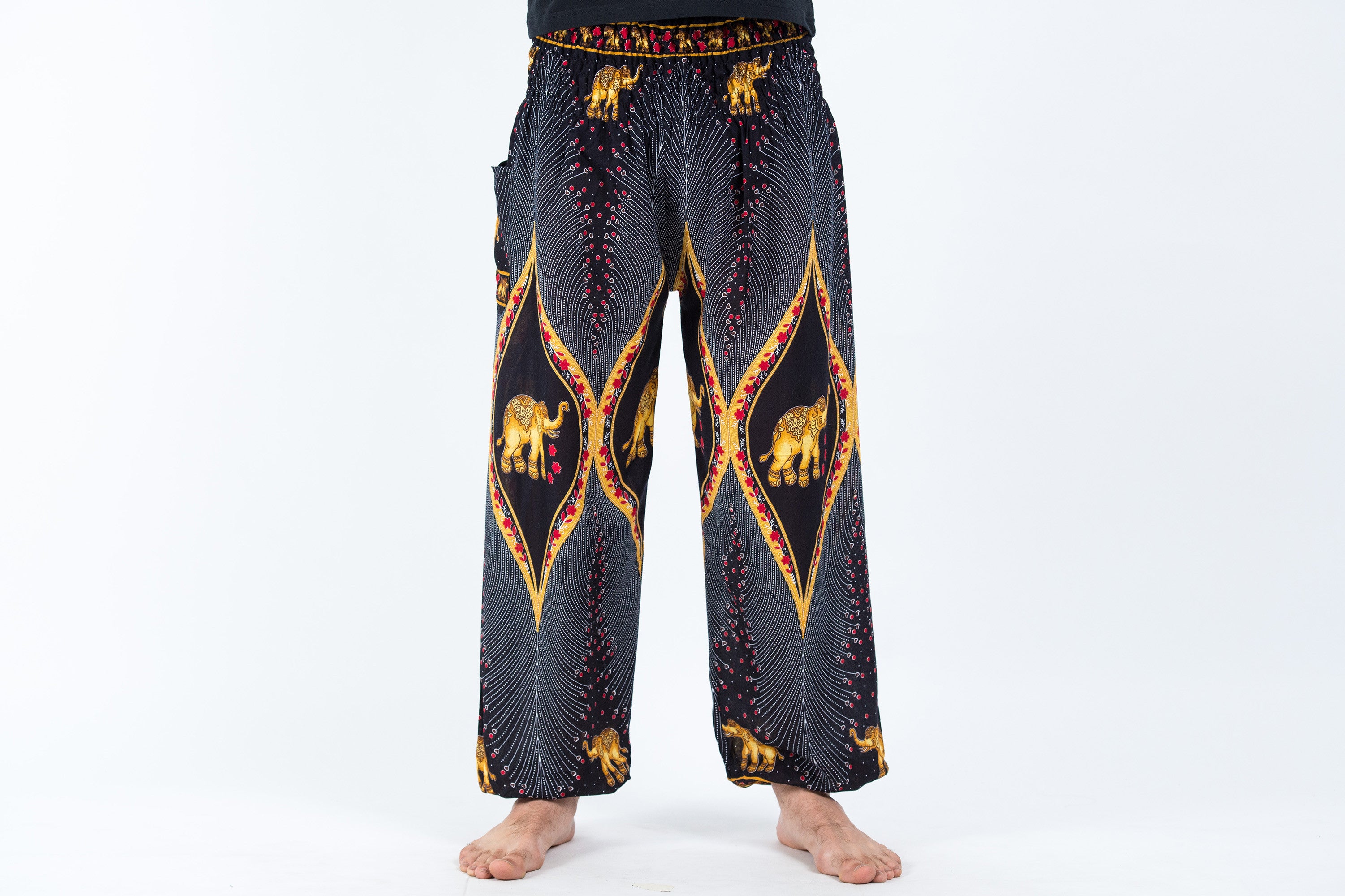 Peacock Elephant Men's Elephant Pants in Black
