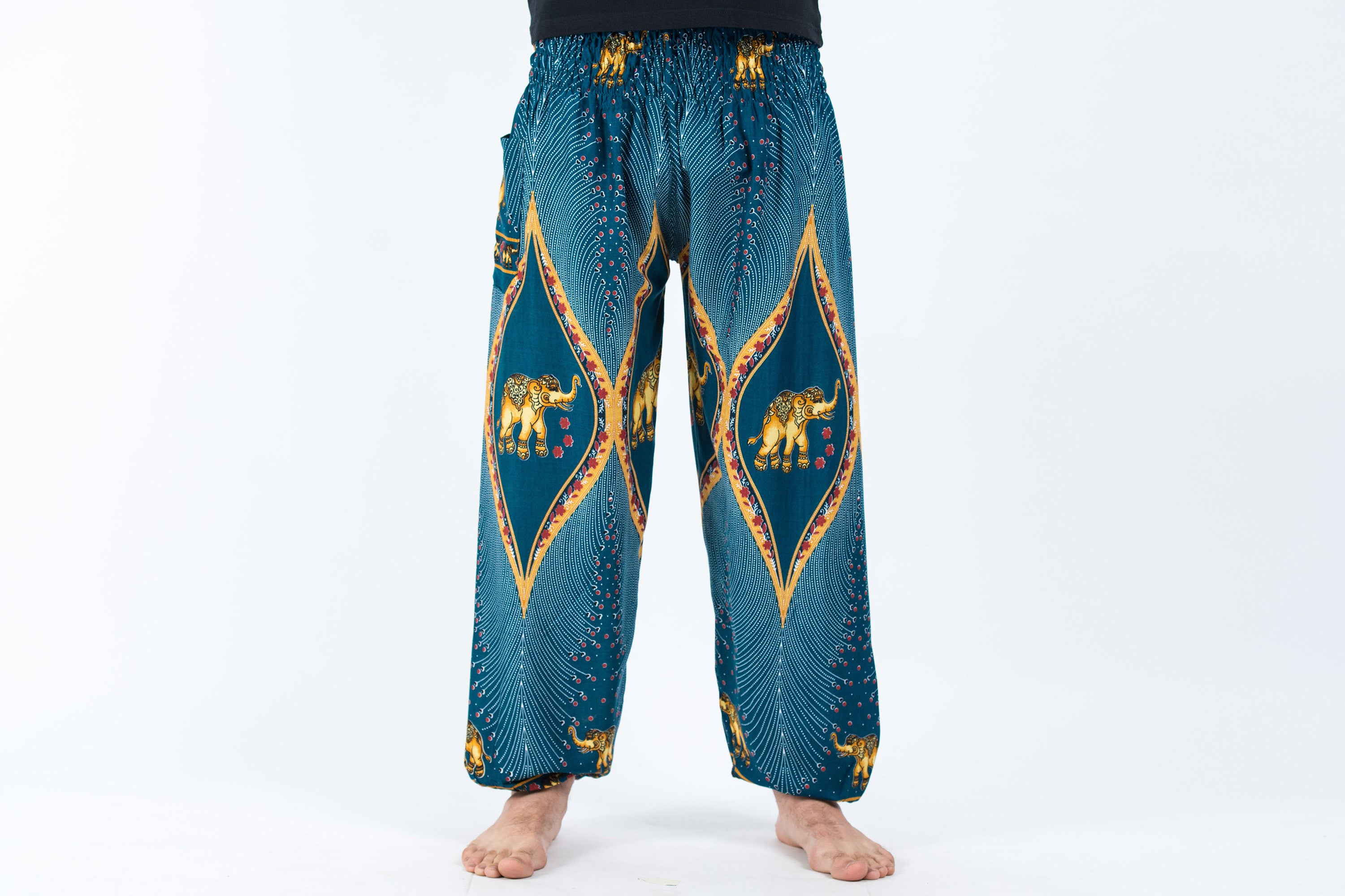 Peacock Elephant Men's Elephant Pants in Turquoise
