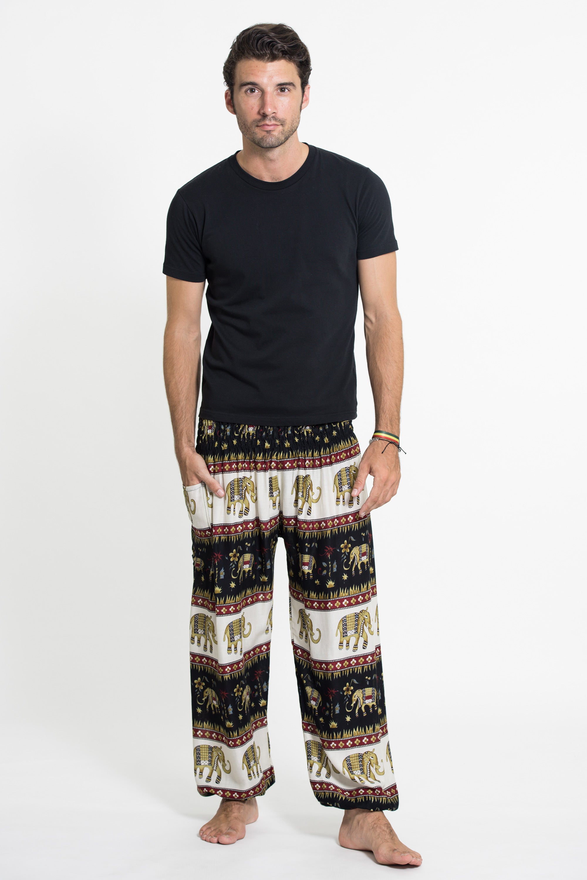 Elephant Bliss Men s Elephant Pants in Black Harem Pants