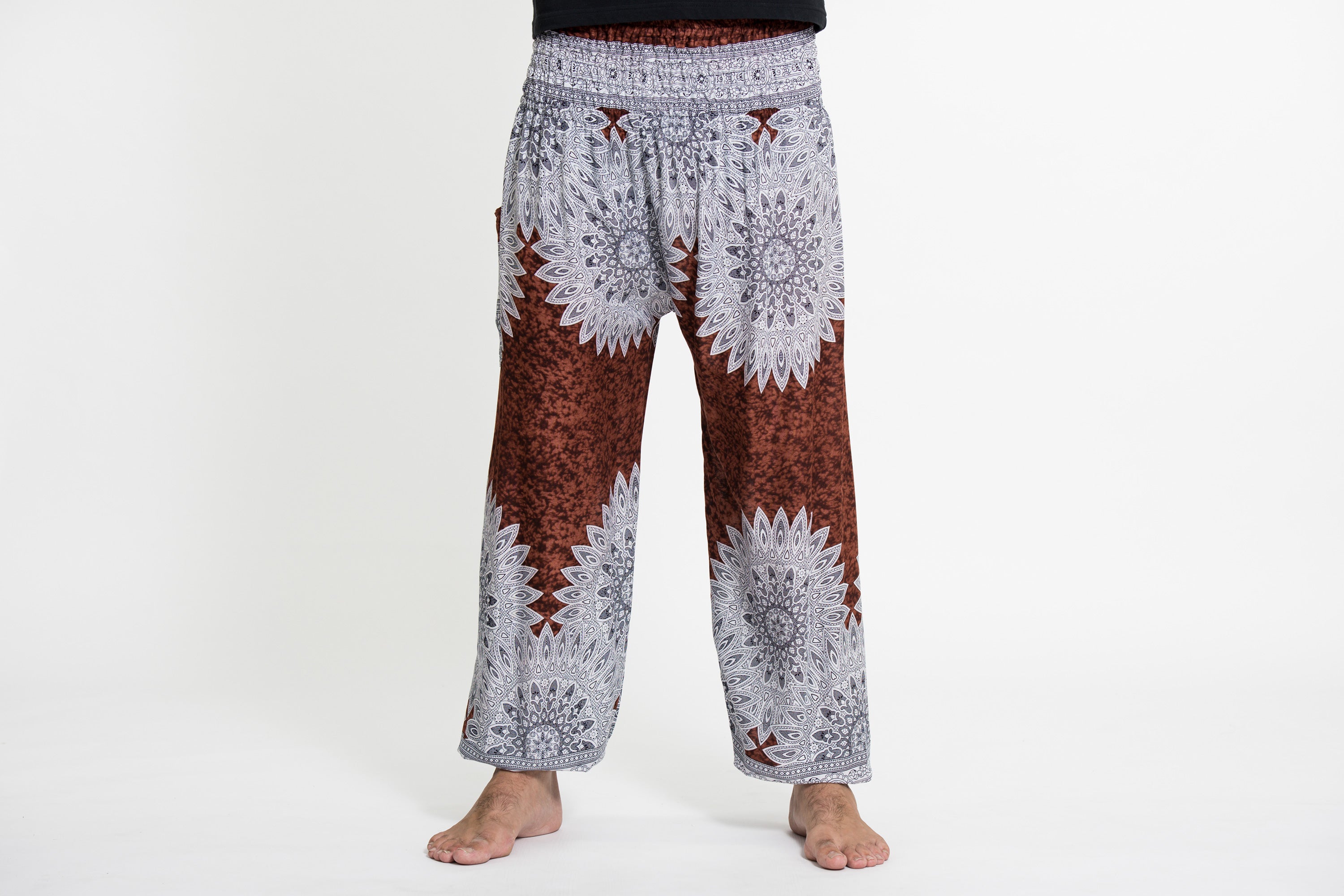 Marble Mandalas Men's Harem Pants in Brown