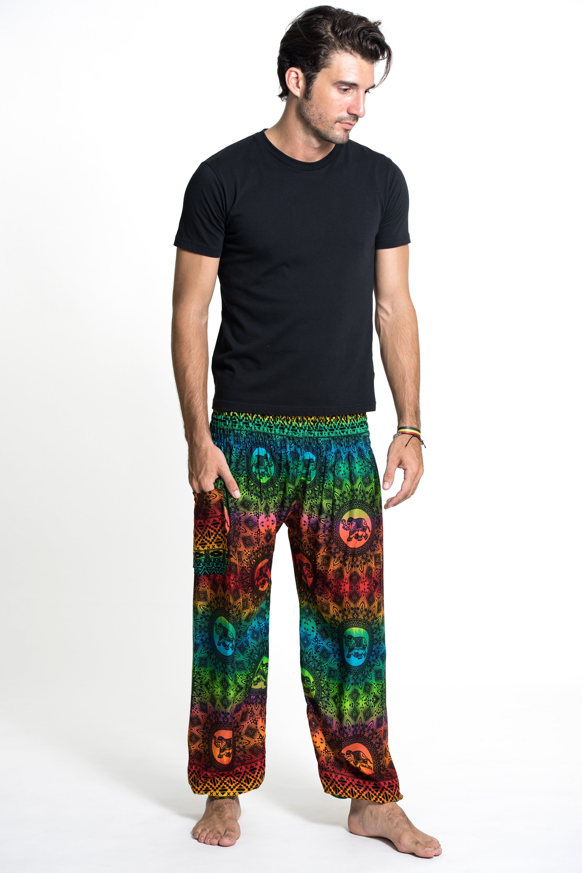 Rainbow Elephant Men's Elephant Pants in Orange