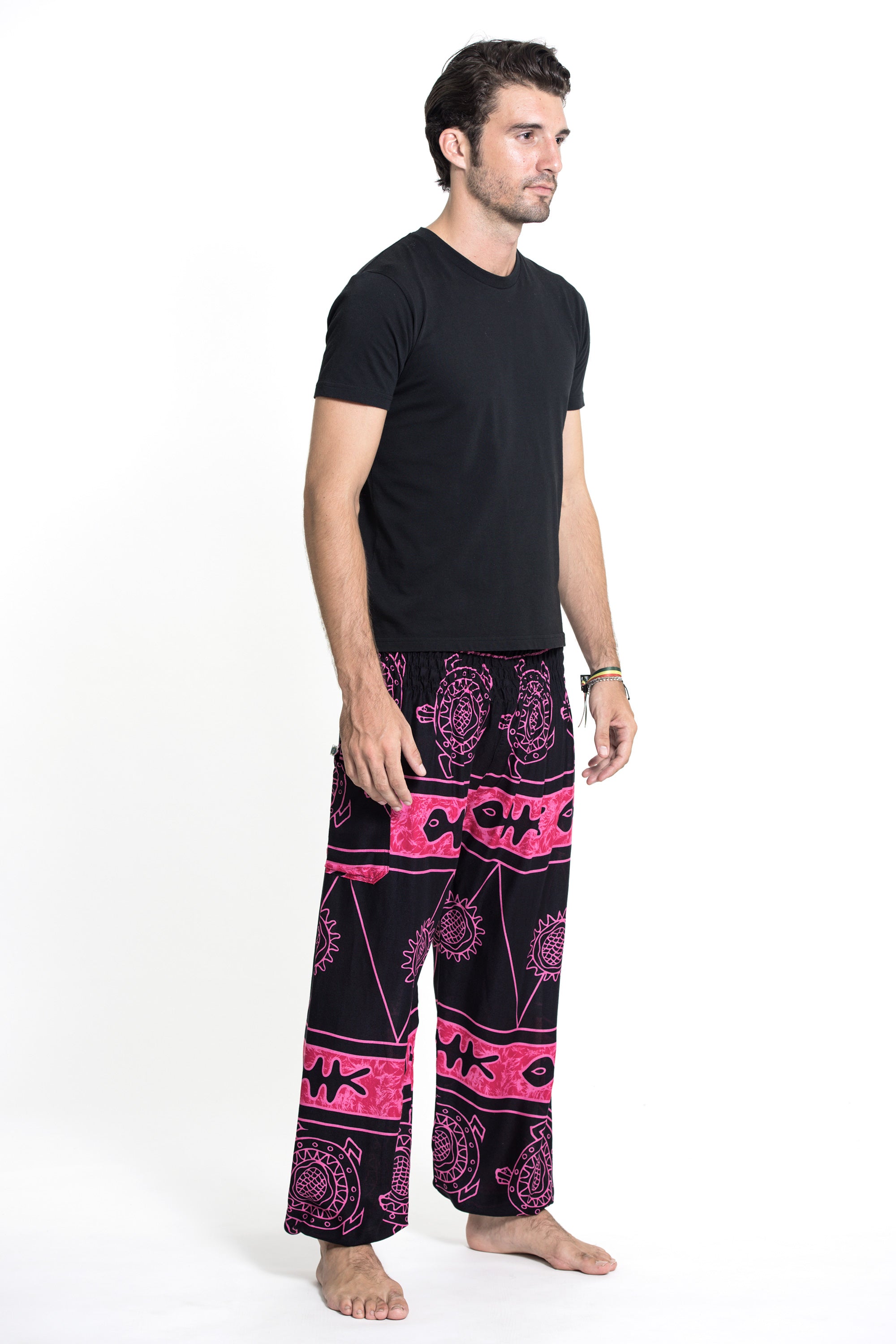 Turtle Print Men's Harem Pants in Pink