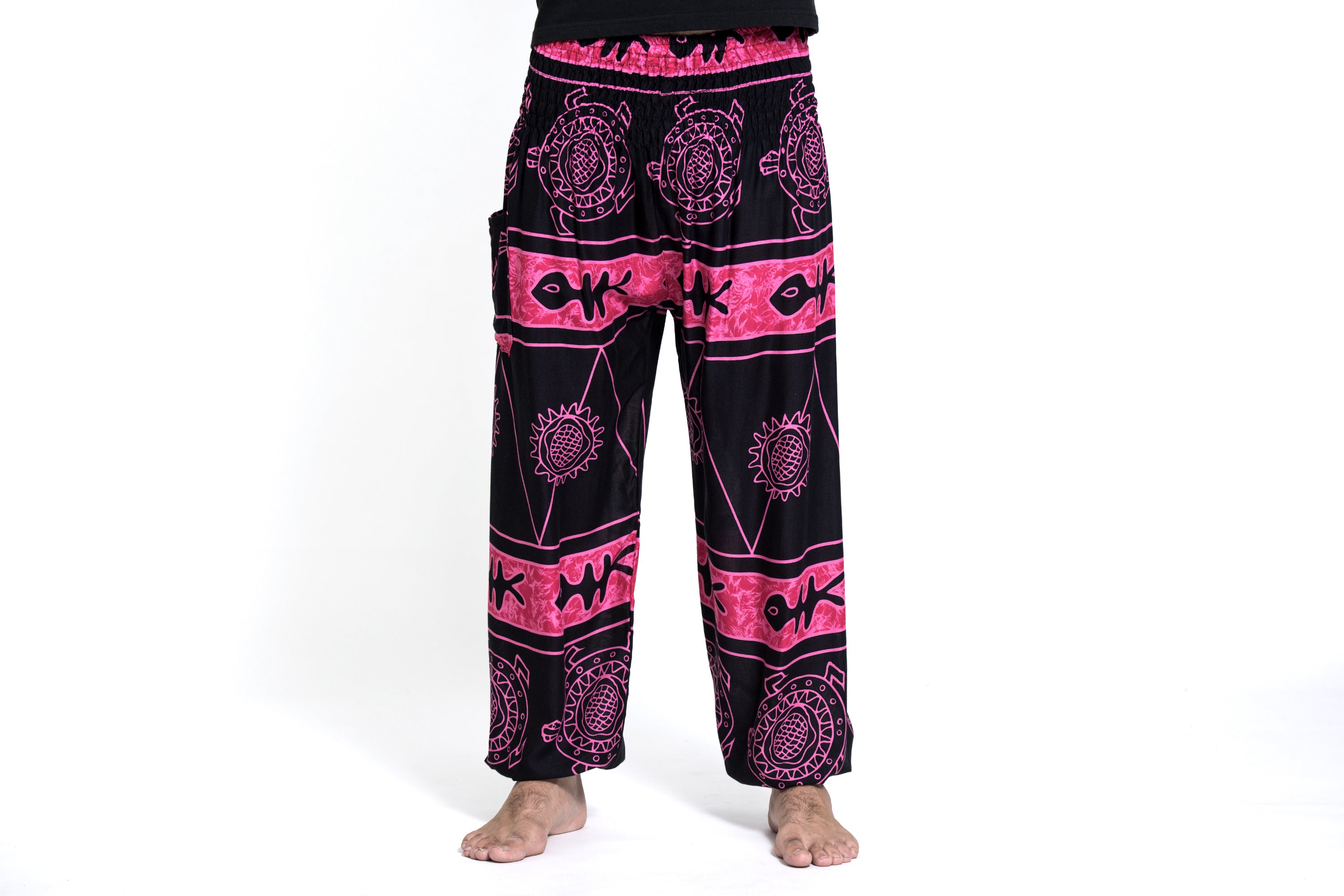 Turtle Print Men's Harem Pants in Pink