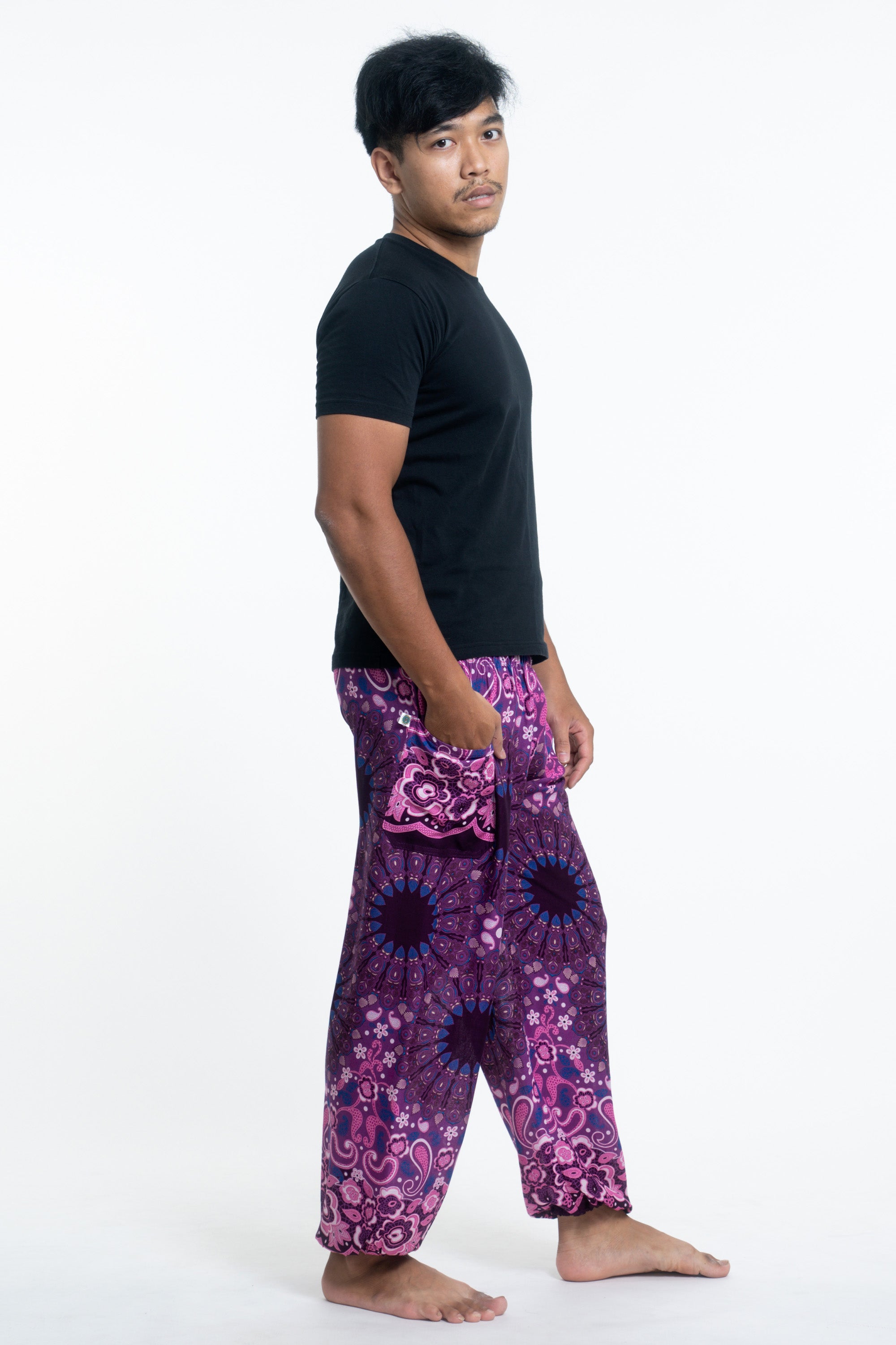Paisley Mandalas Men's Harem Pants in Purple