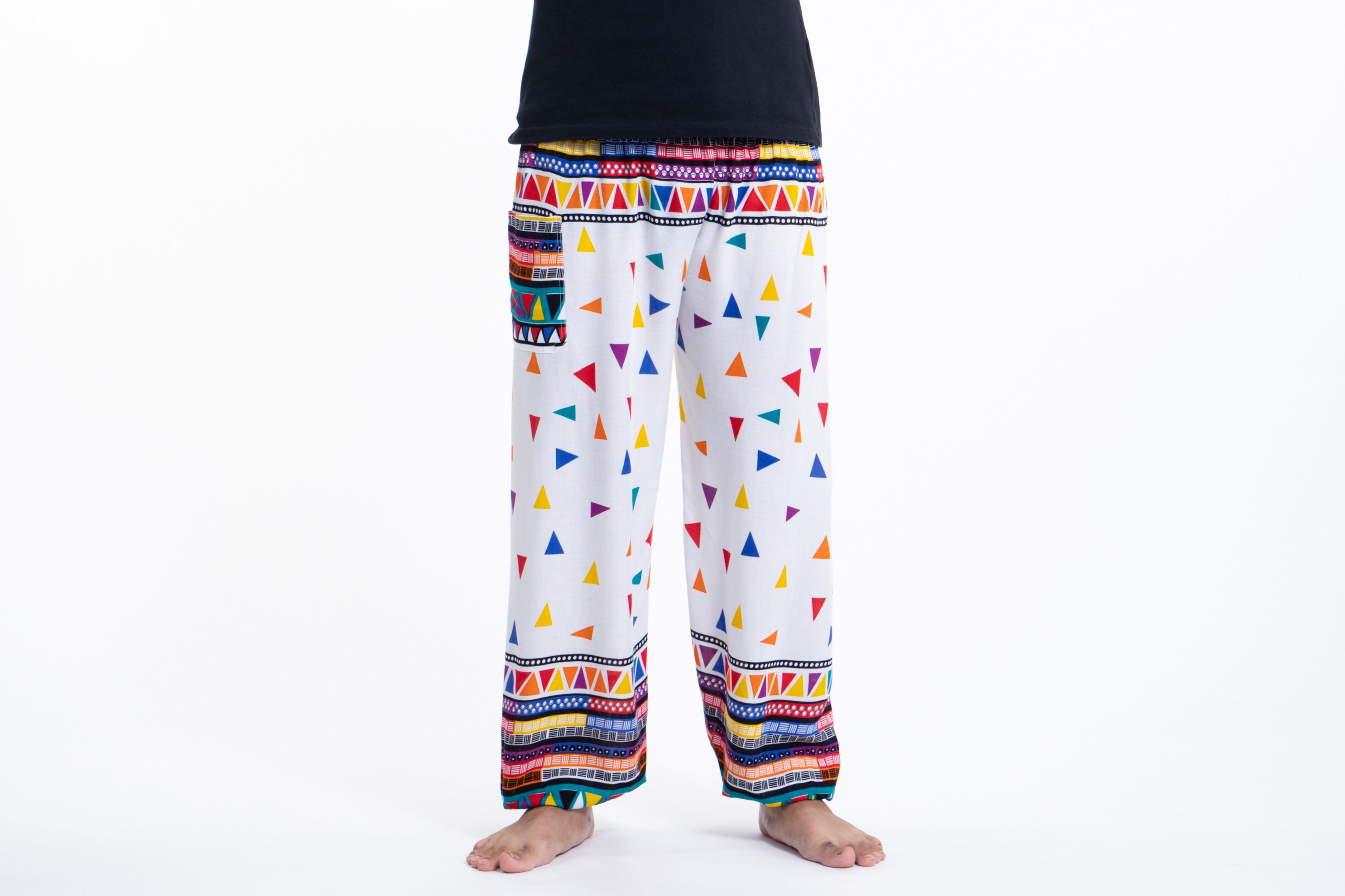 Triangles Men's Harem Pants in White