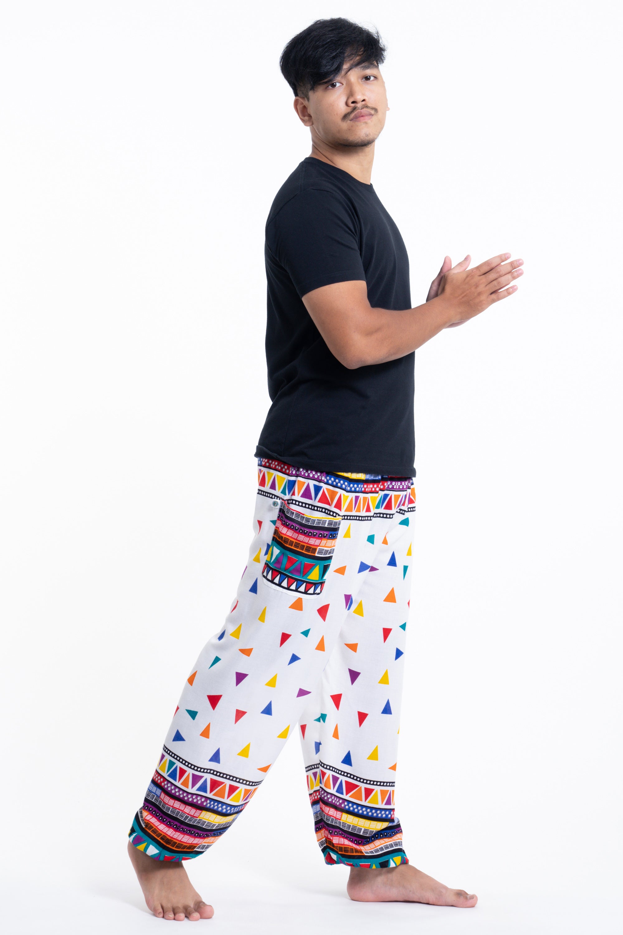 Triangles Men's Harem Pants in White