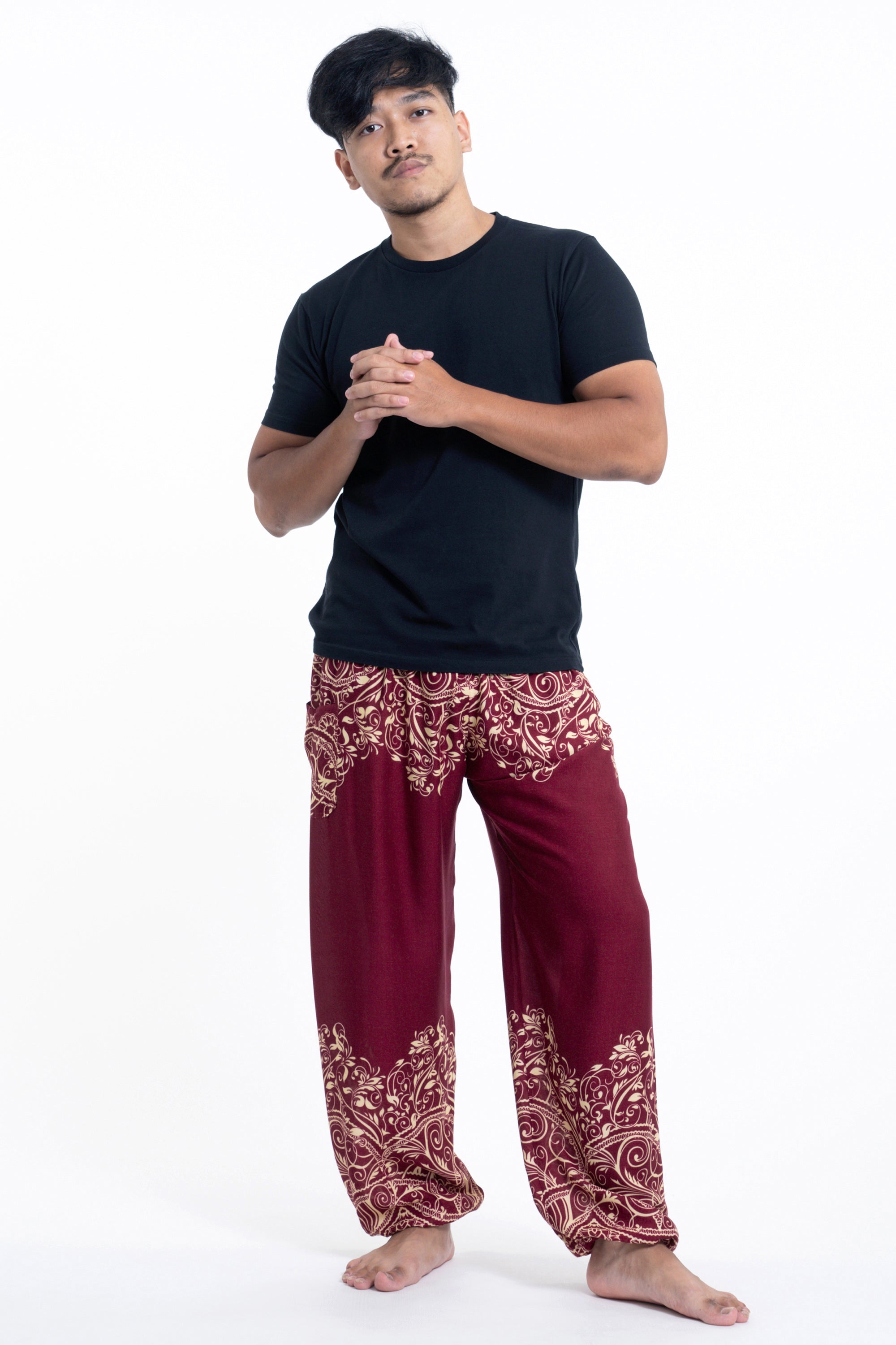 Vines Men's Harem Pants in Red