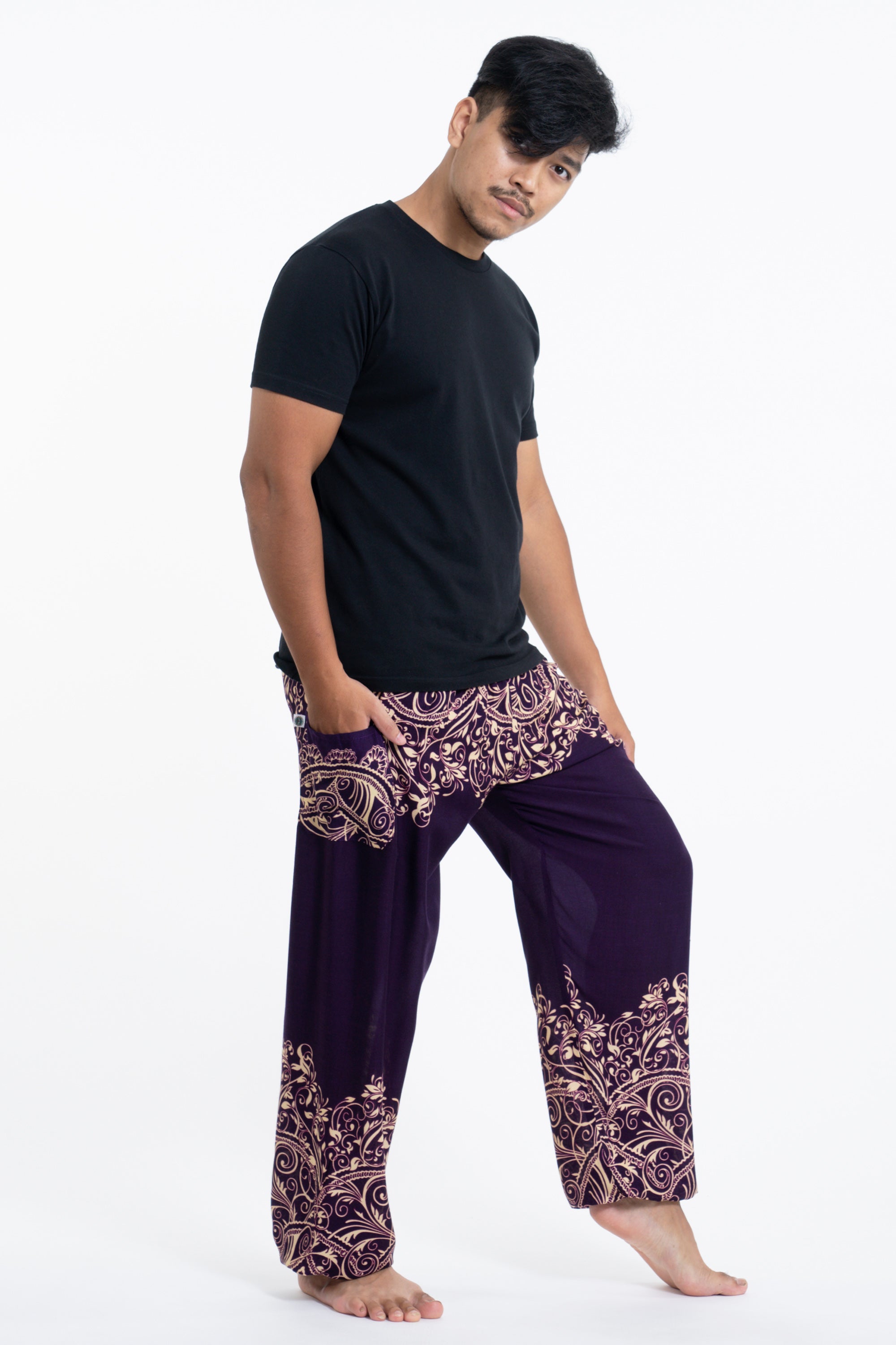 Vines Men's Harem Pants in Purple