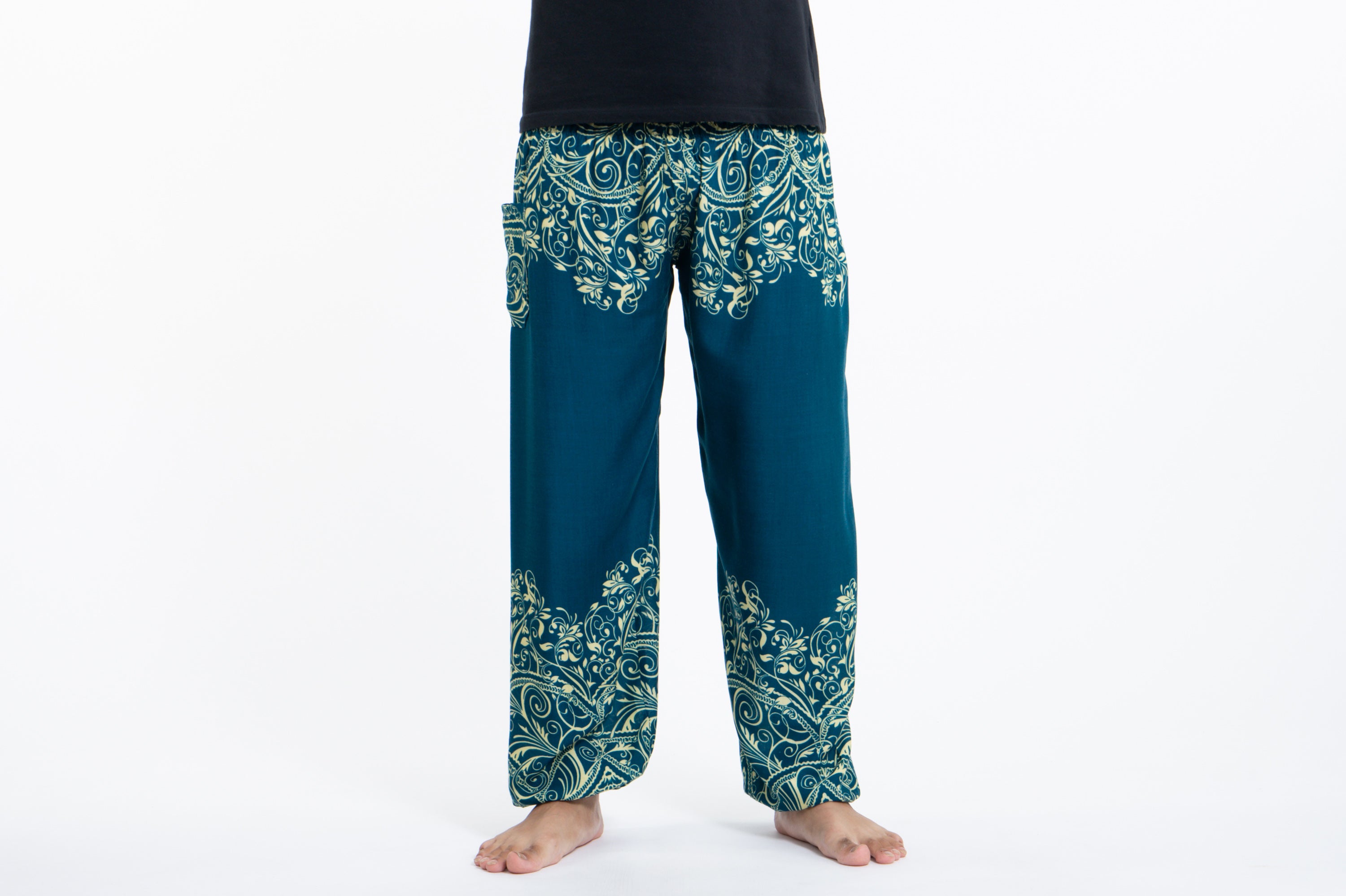Vines Men's Harem Pants in Turquoise