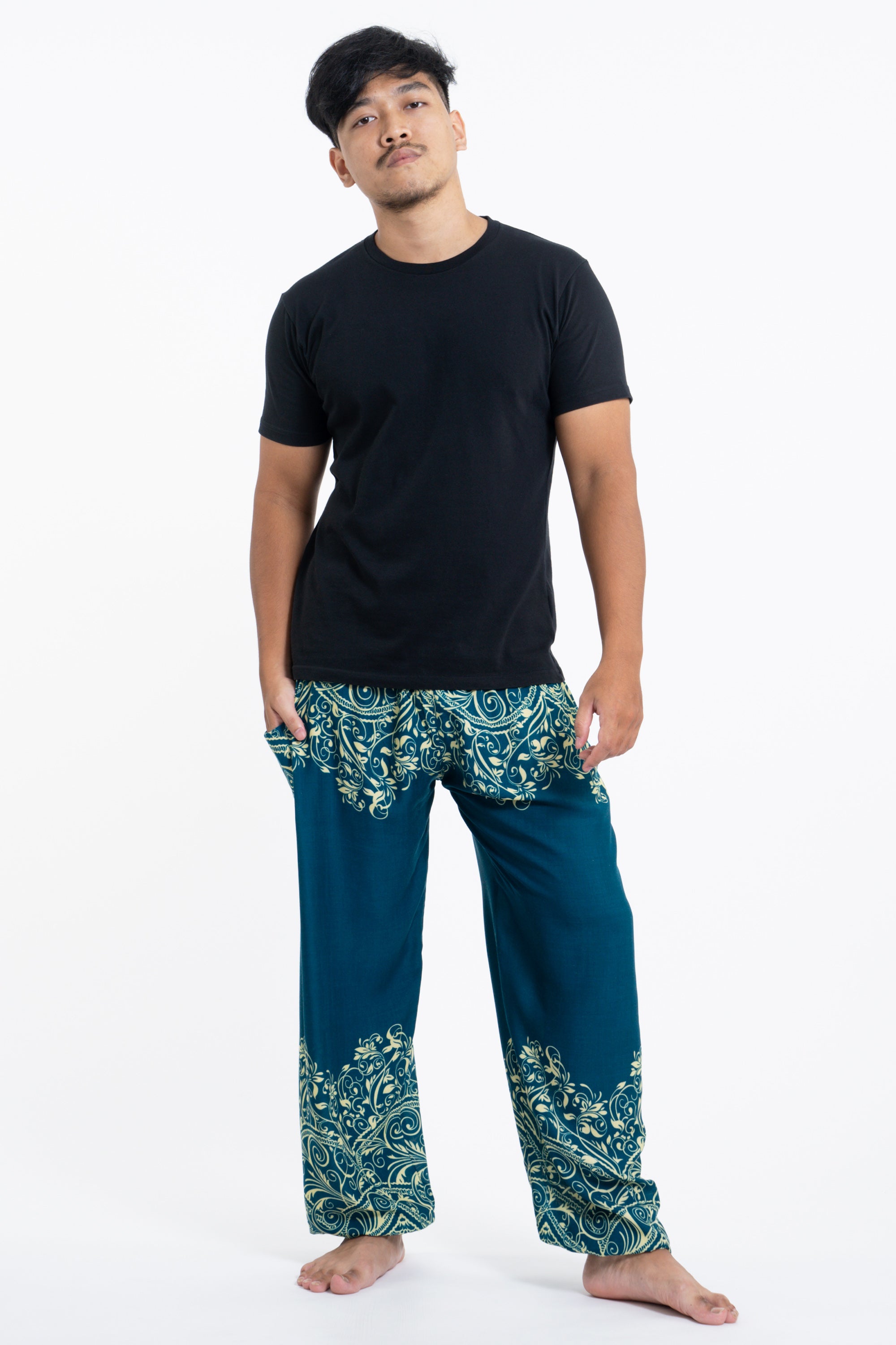 Vines Men's Harem Pants in Turquoise