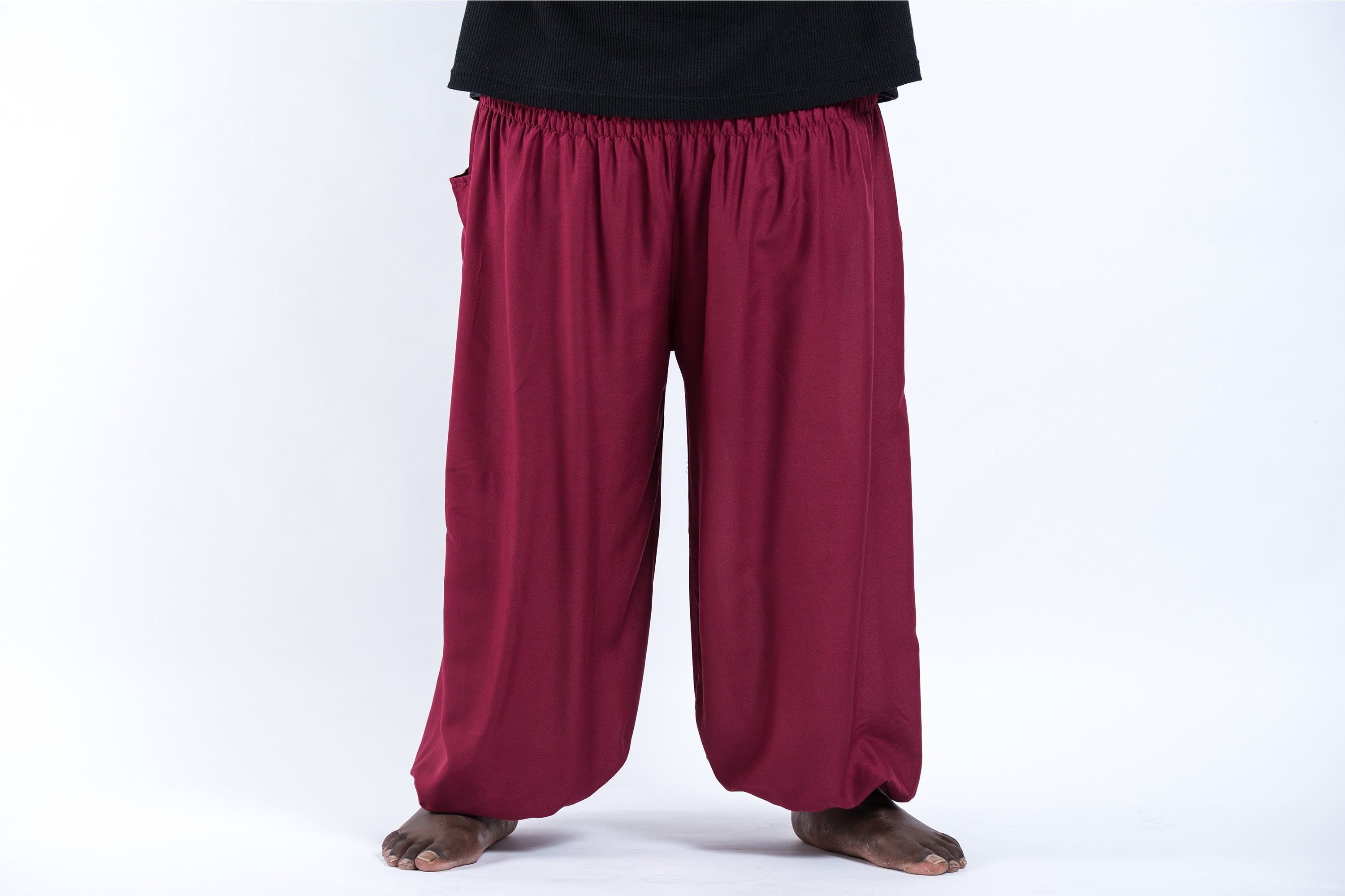 Plus Size Solid Color Men's Harem Pants in Red