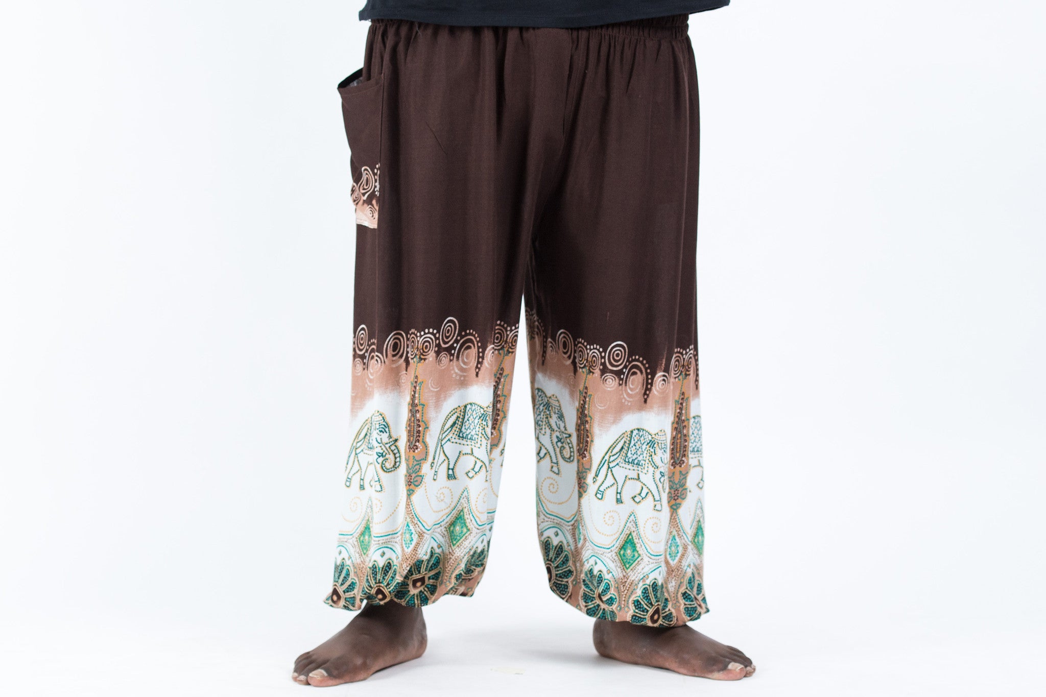Plus Size Solid Top Elephant Men's Elephant Pants in Brown