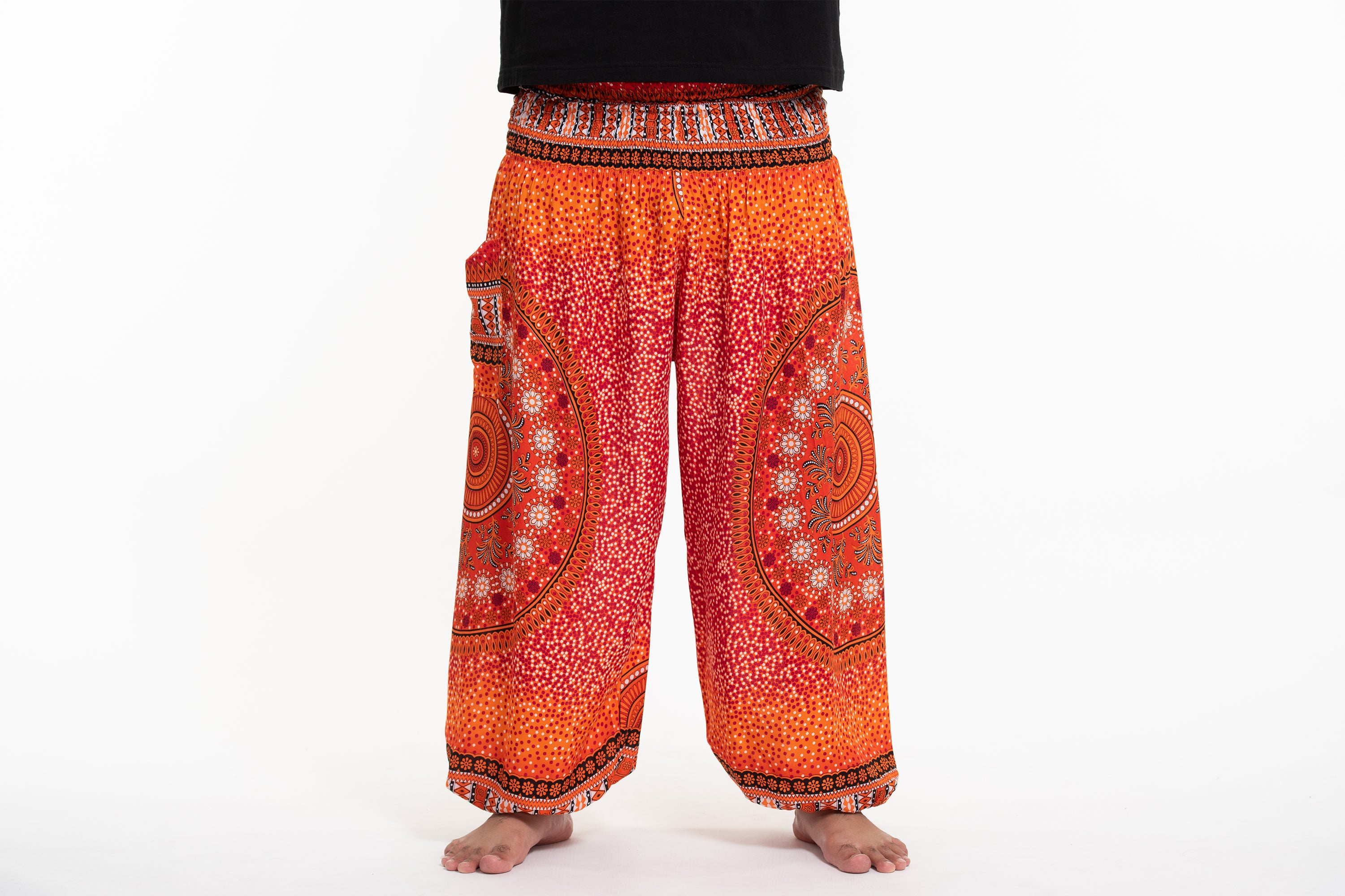 Plus Size Tribal Chakras Men's Harem Pants in Orange
